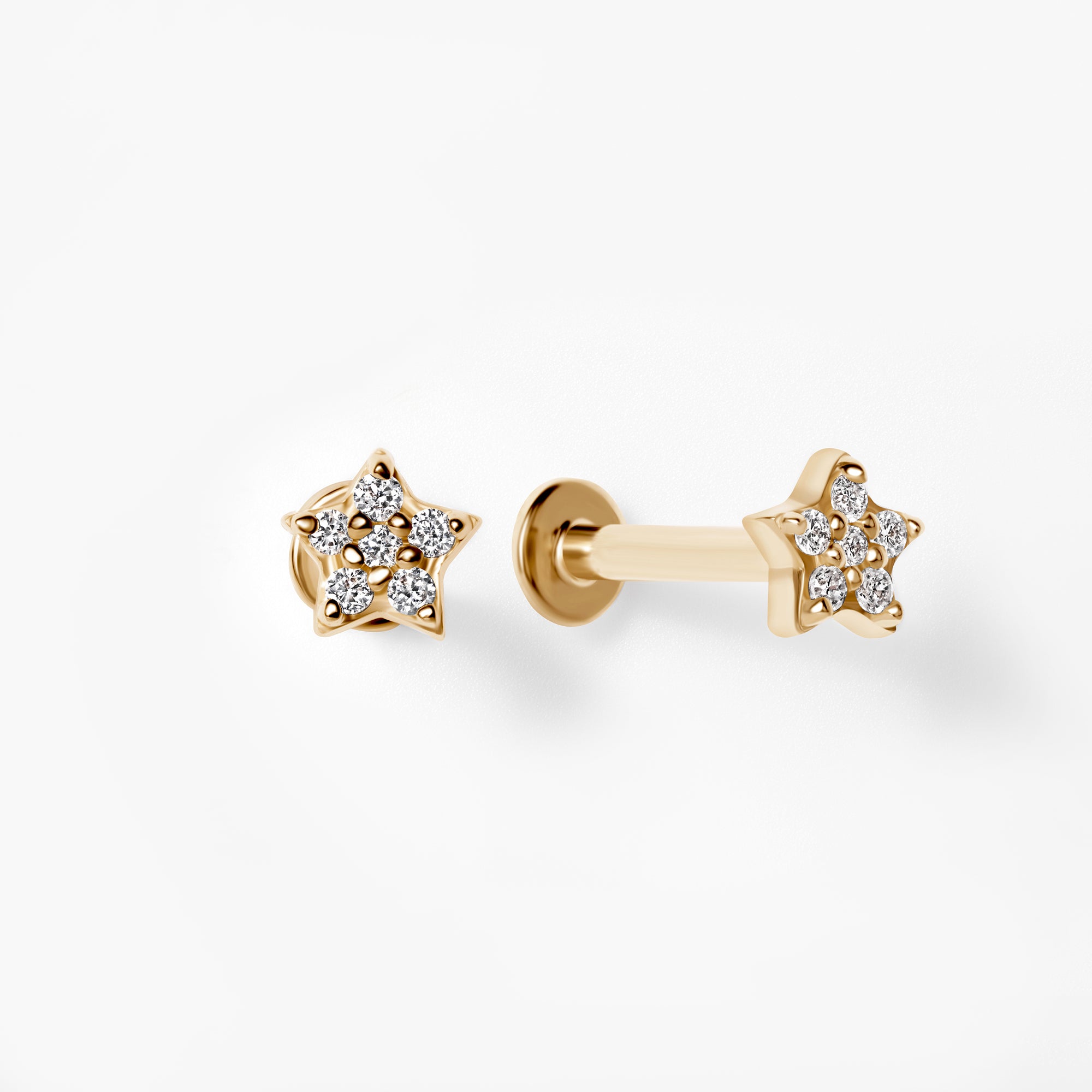 Round Diamond Star Cluster Stud Earrings