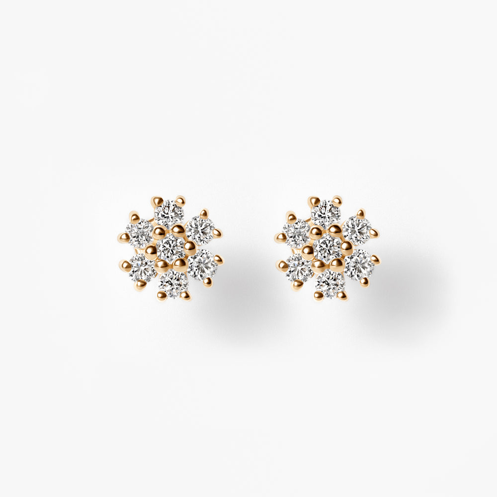 Diamond Flower Cluster Flatback Stud Earrings
