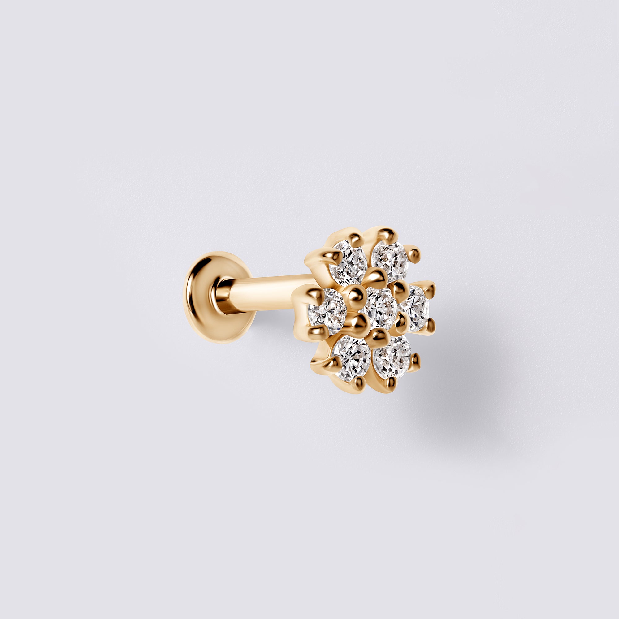 Round Diamond Cluster Flower Stud Earrings
