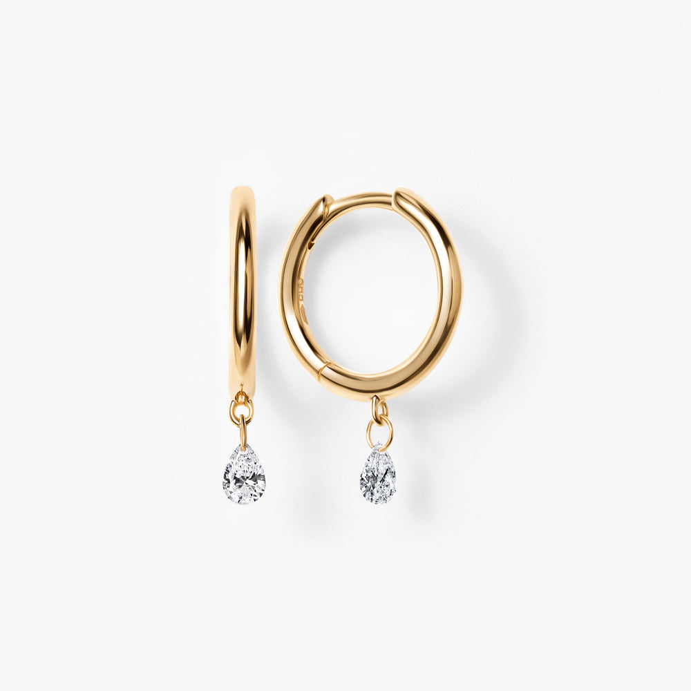 Pear Pierced Diamond Huggie Earrings