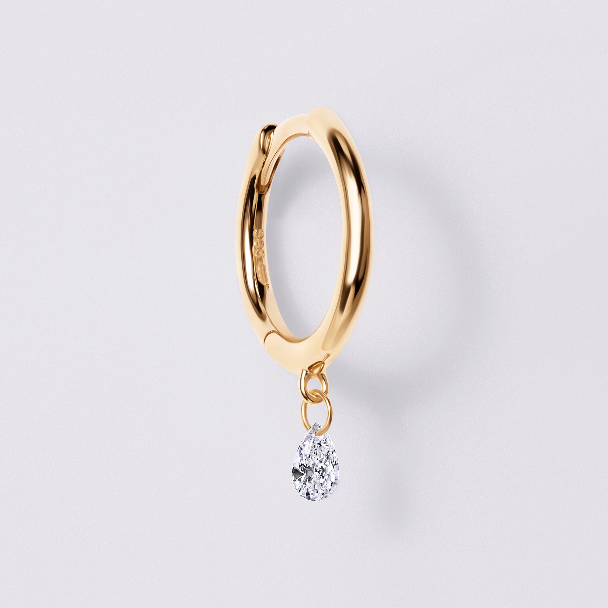 Pear Diamond Drilled Drop Huggie Earrings