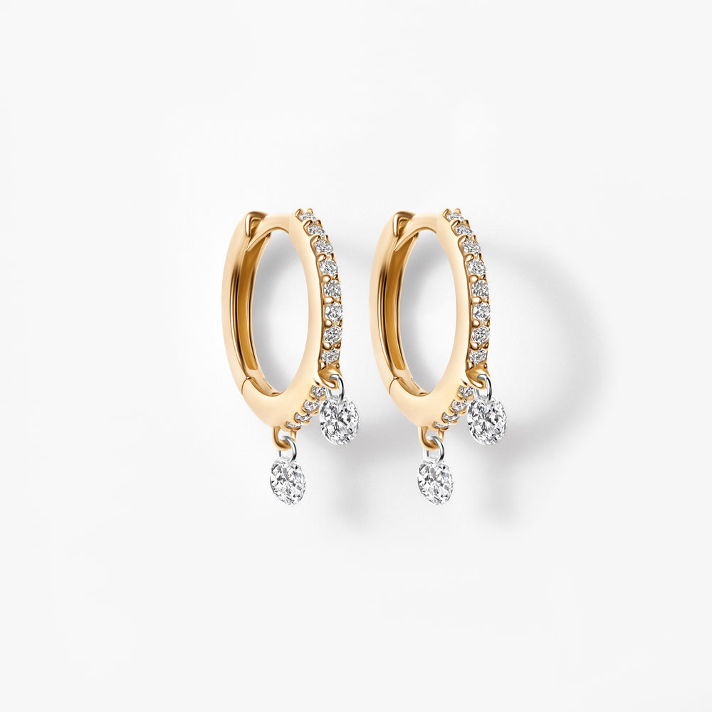 Round Pierced Diamond and Pavé Huggie Earrings