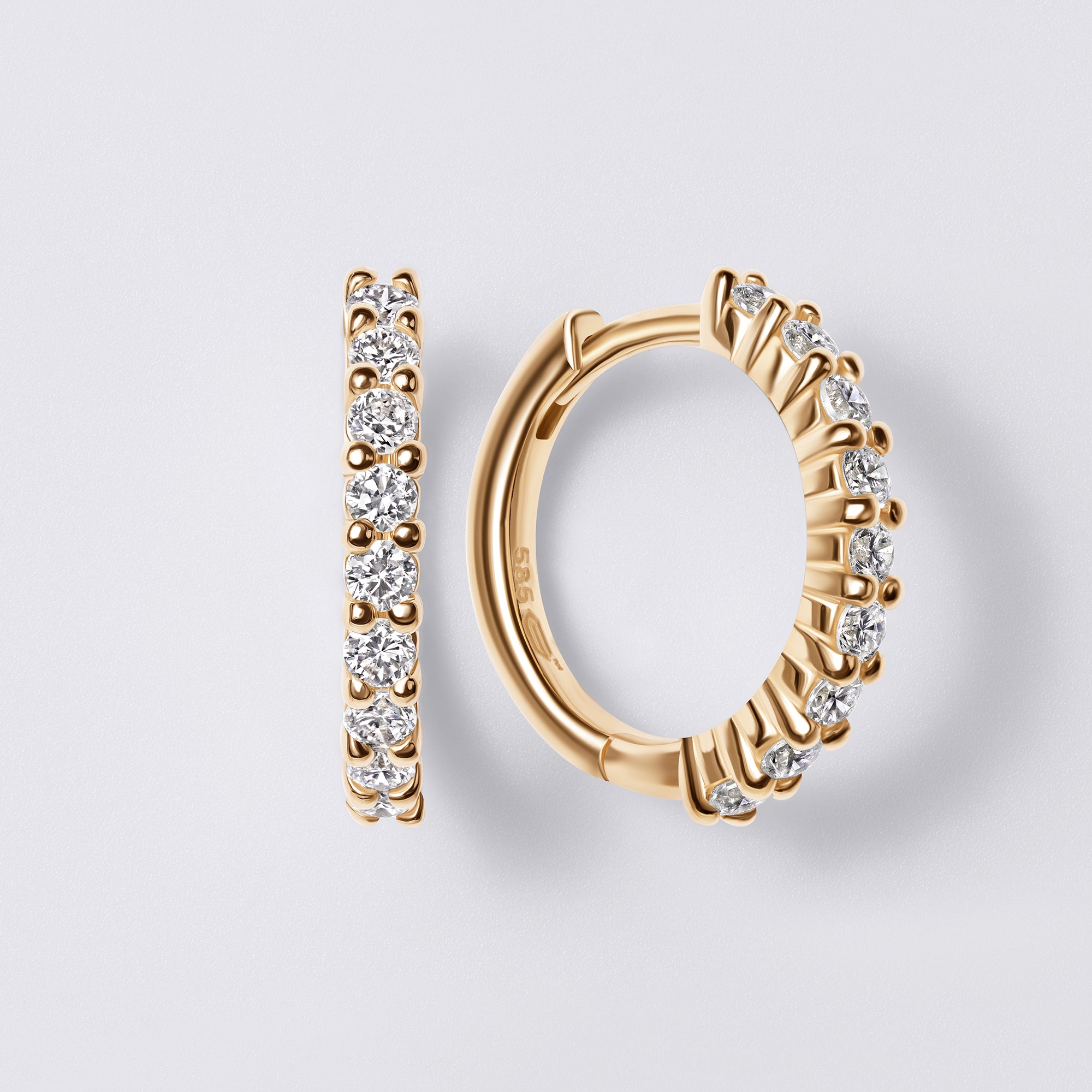 Round Diamond Pavé Huggie Earrings