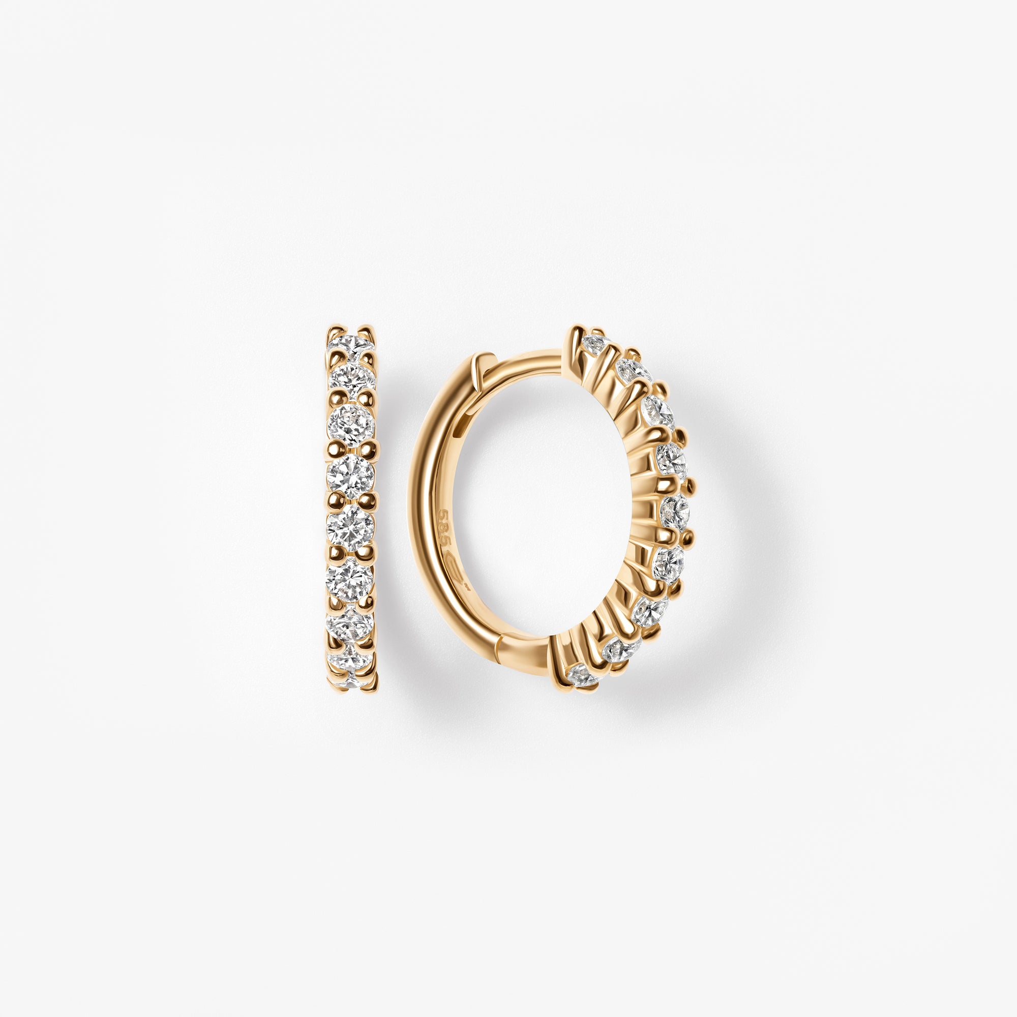 Round Diamond Pavé Huggie Earrings
