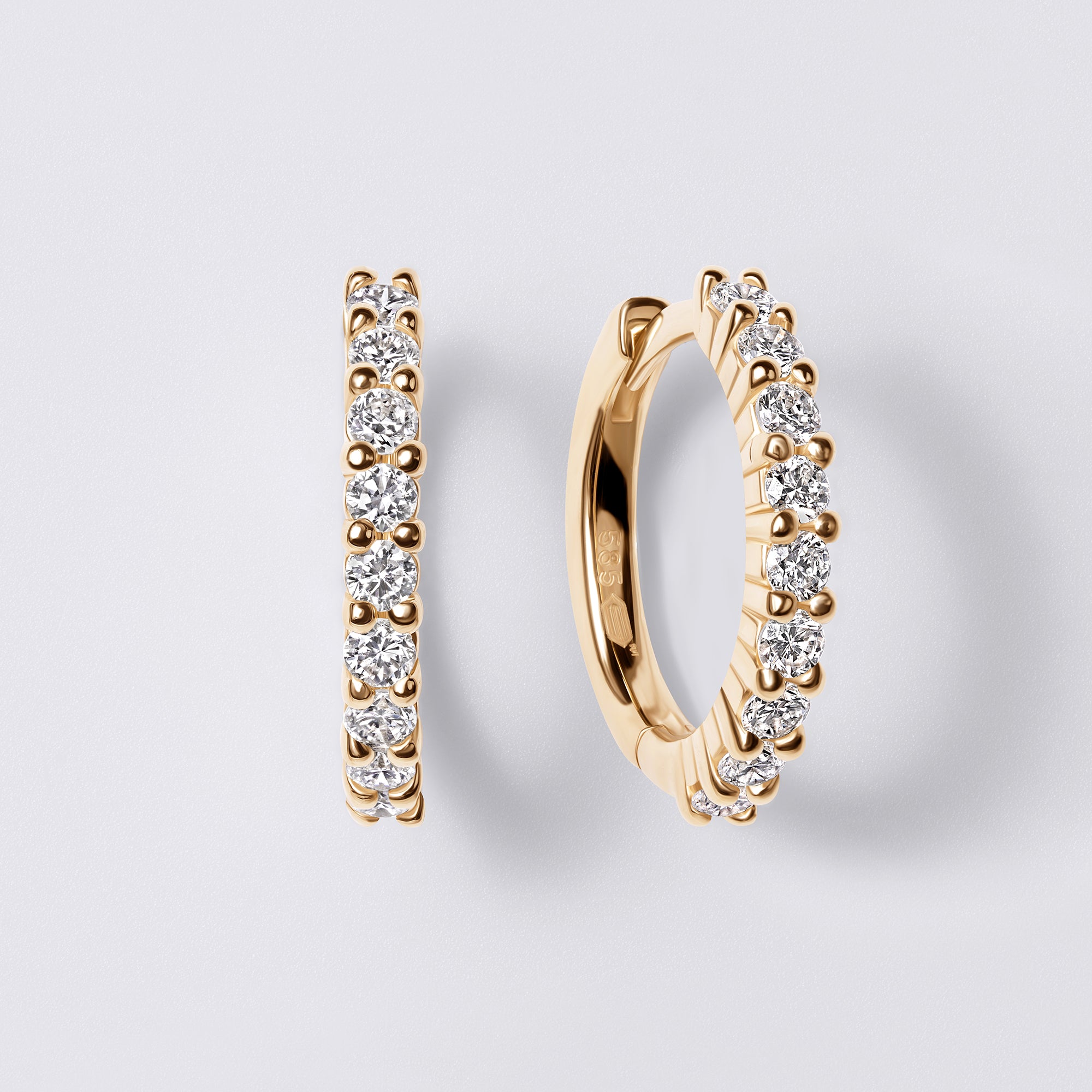 Round Diamond Pavé Huggie Earrings