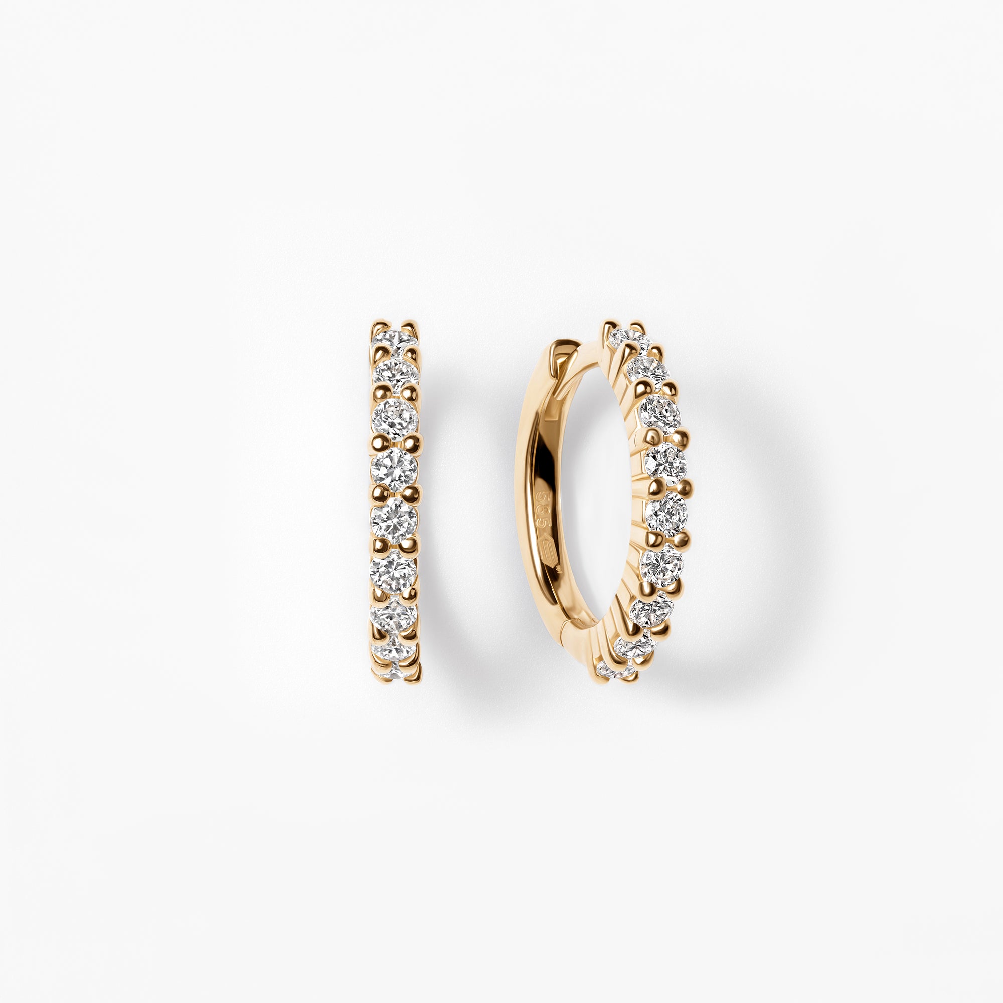 Round Diamond Pavé Huggie Earrings