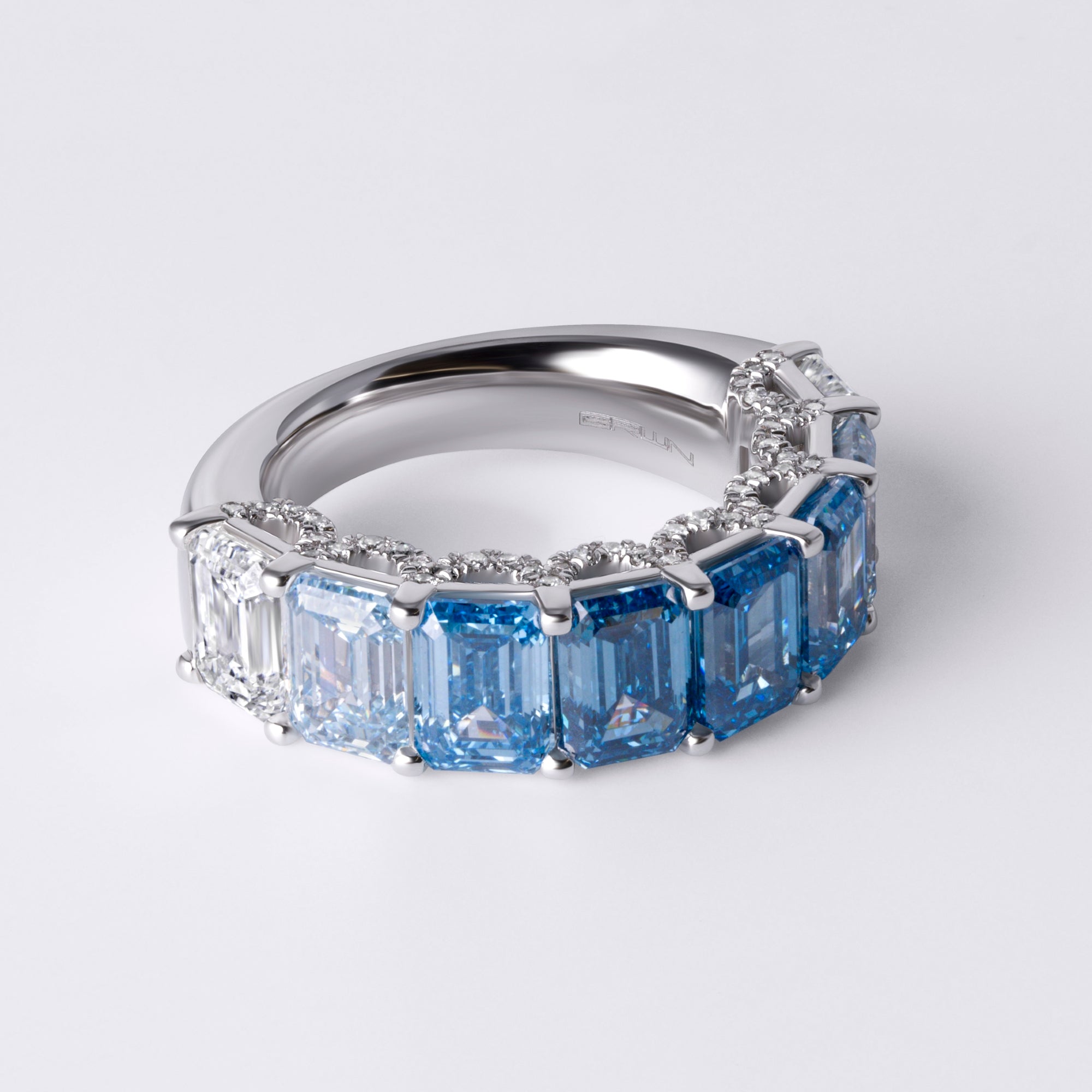 Ombré Blue Lab Diamond Half Anniversary Band