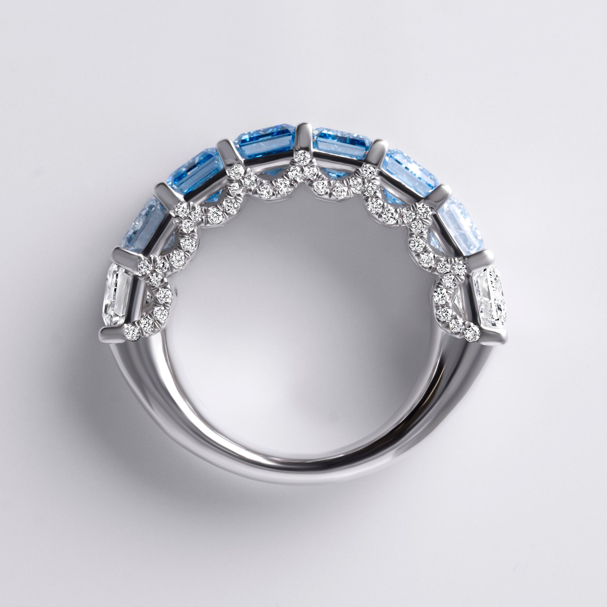 Ombré Blue Lab Diamond Half Anniversary Band