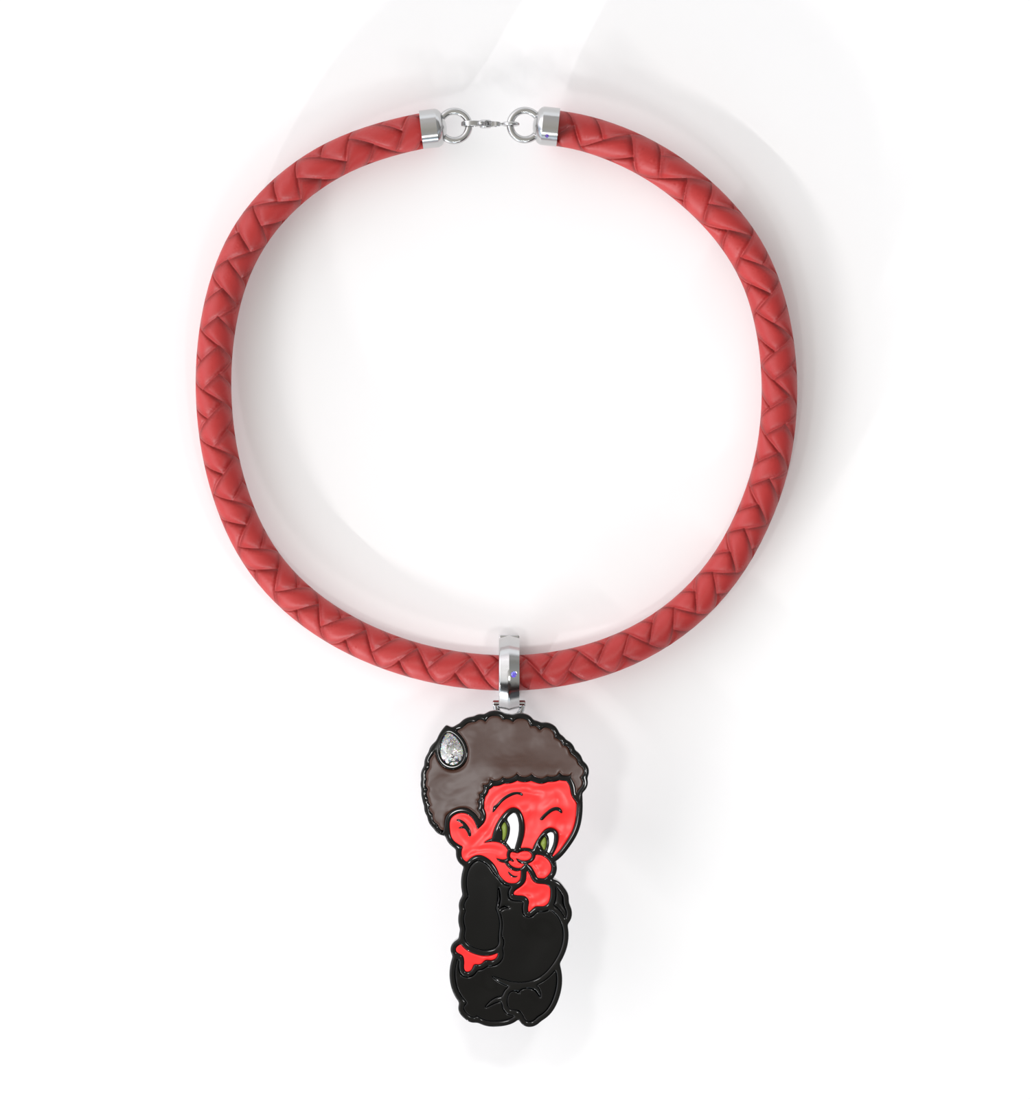 Lil Lenox Enamel Charm with GRWN Diamond a Red Cord Bracelet