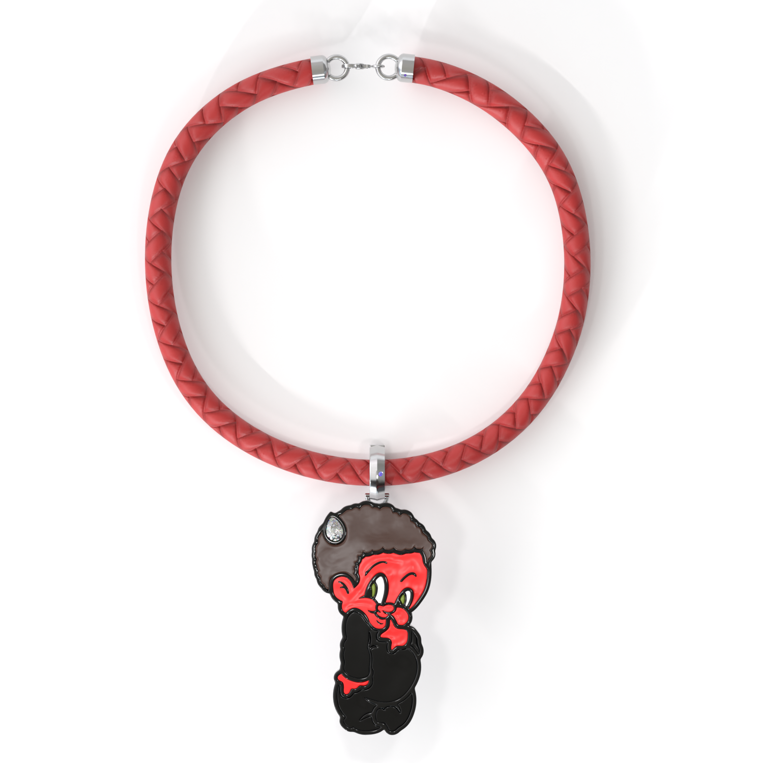 Lil Lenox Enamel Charm on Cord Bracelet, Red