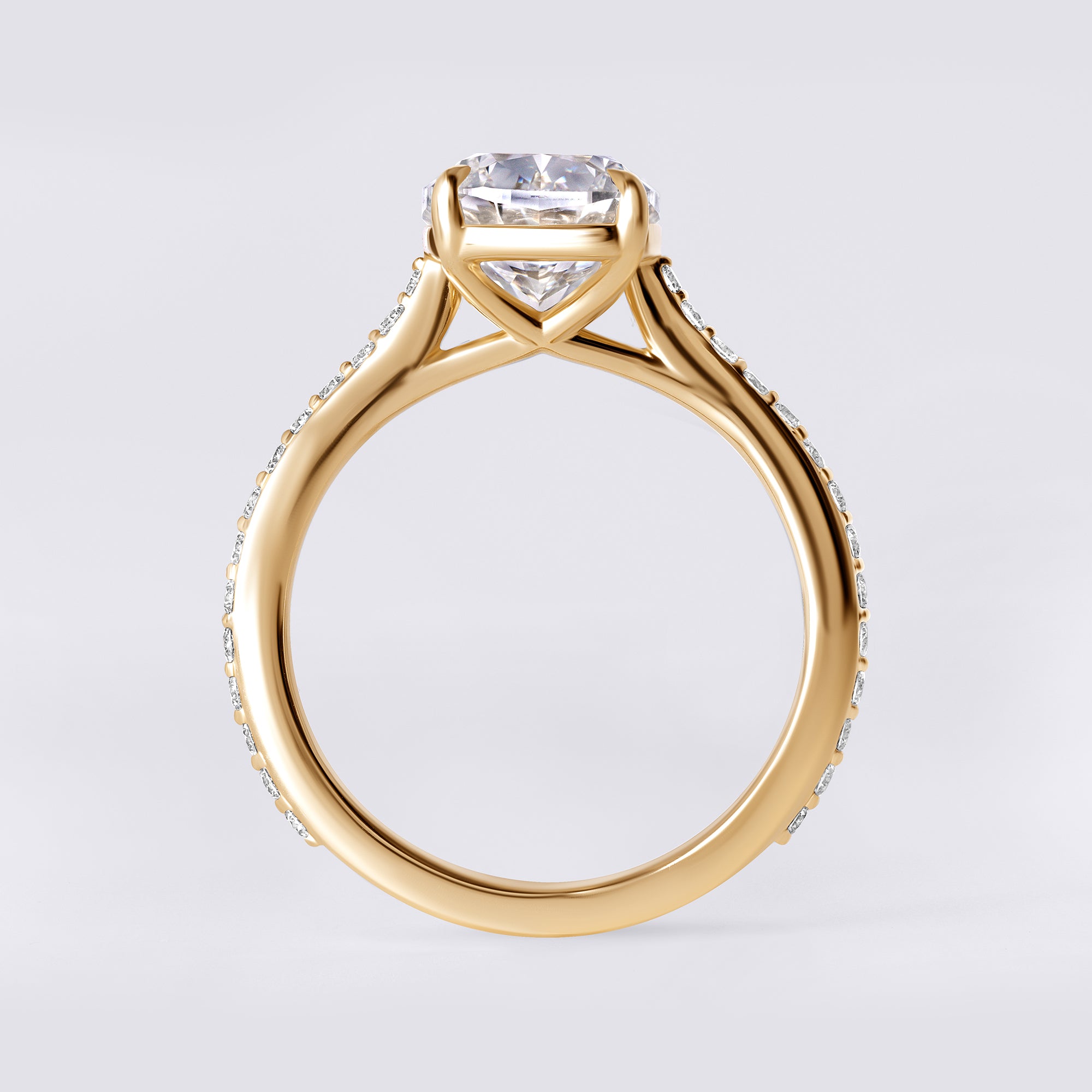 Luna 3.11 CTW Cushion Diamond Single Row Pavé Engagement Ring