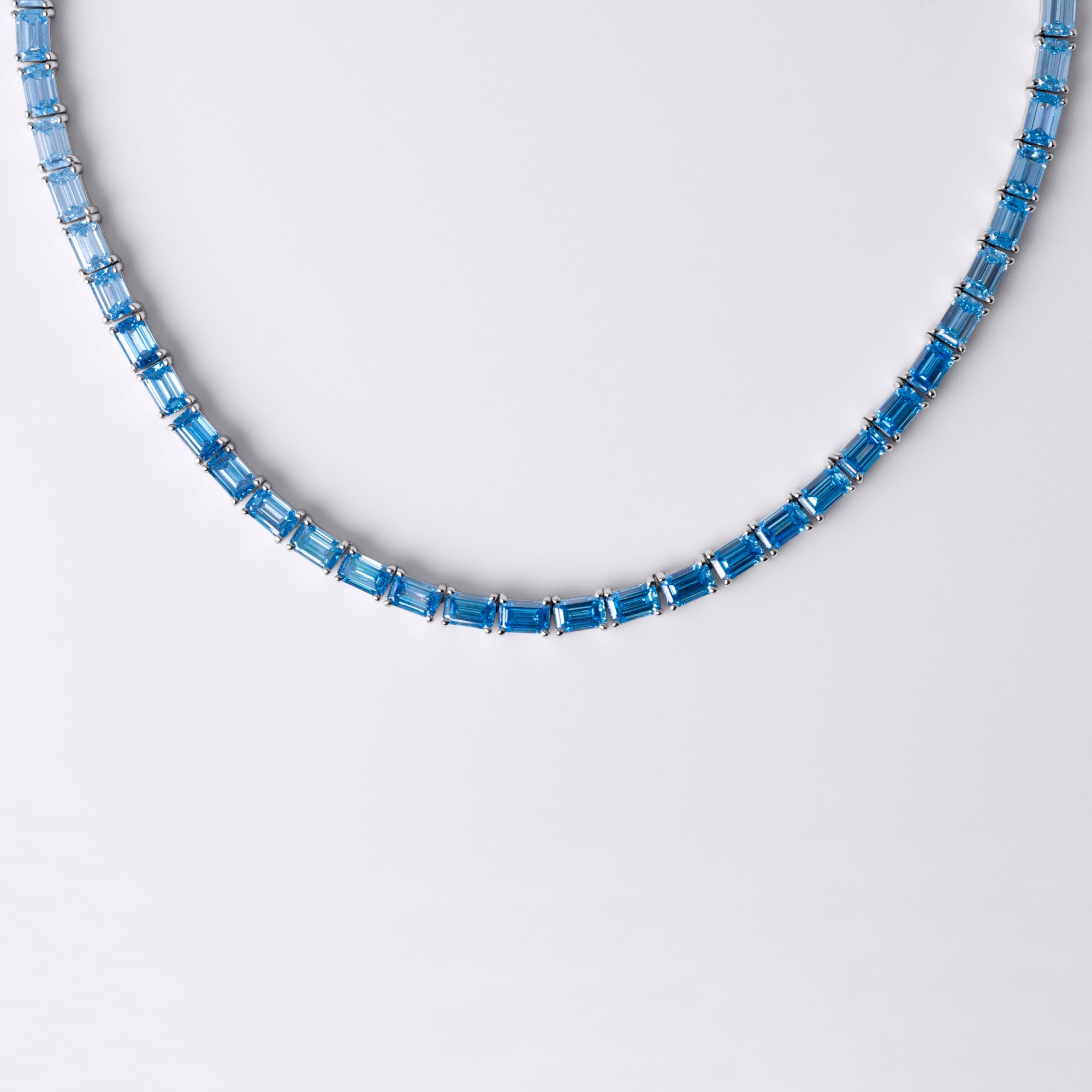 Ombré Blue Lab Diamond Tennis Necklace
