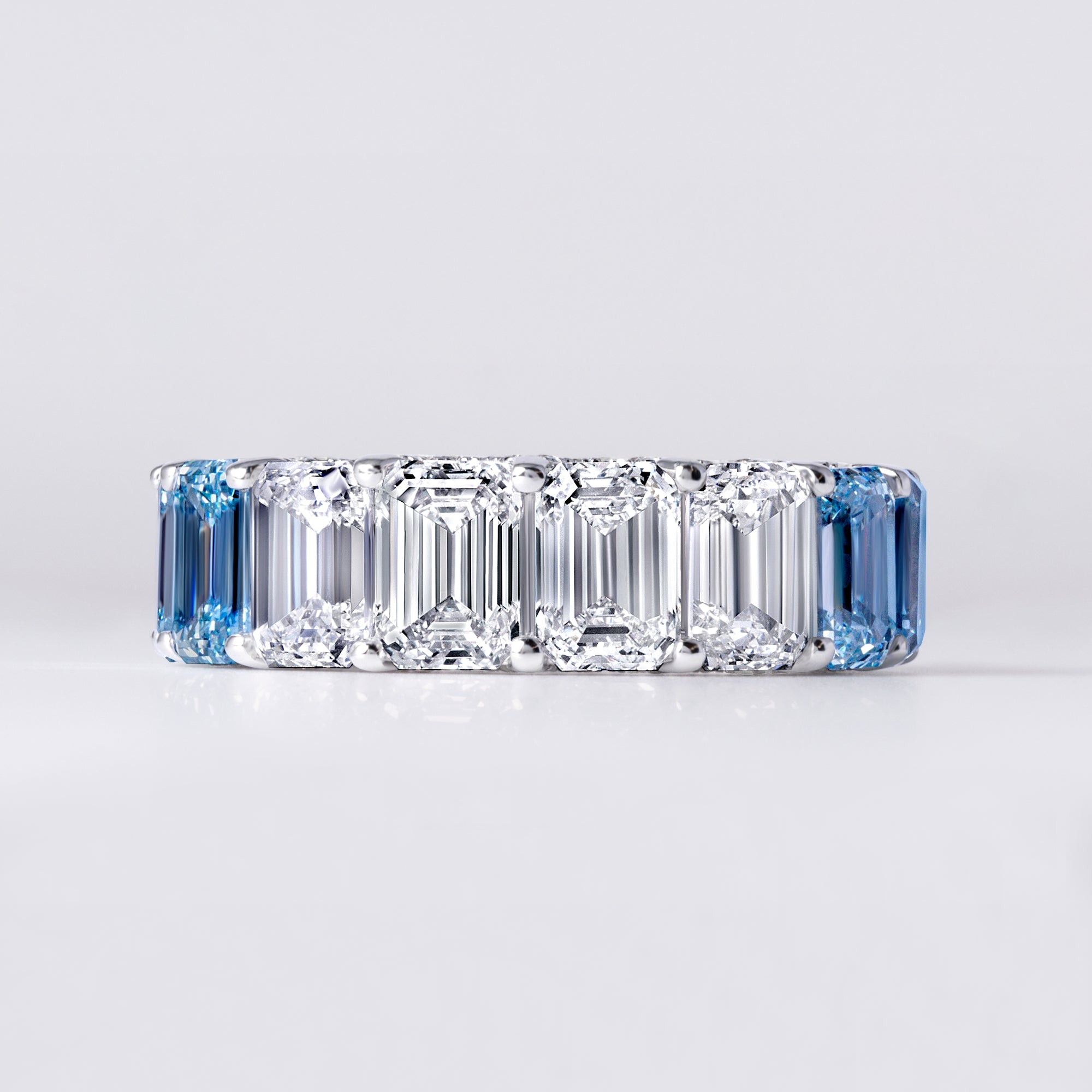 Ombré Blue Lab Diamond Anniversary Band