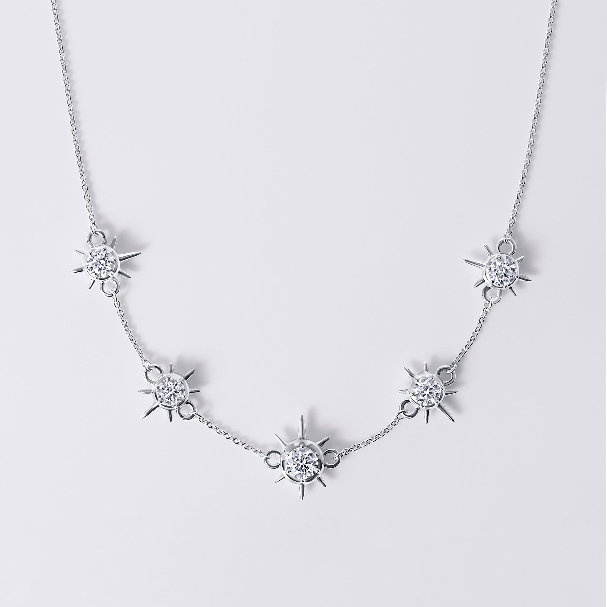 Solaris 5 Station White Diamond Necklace