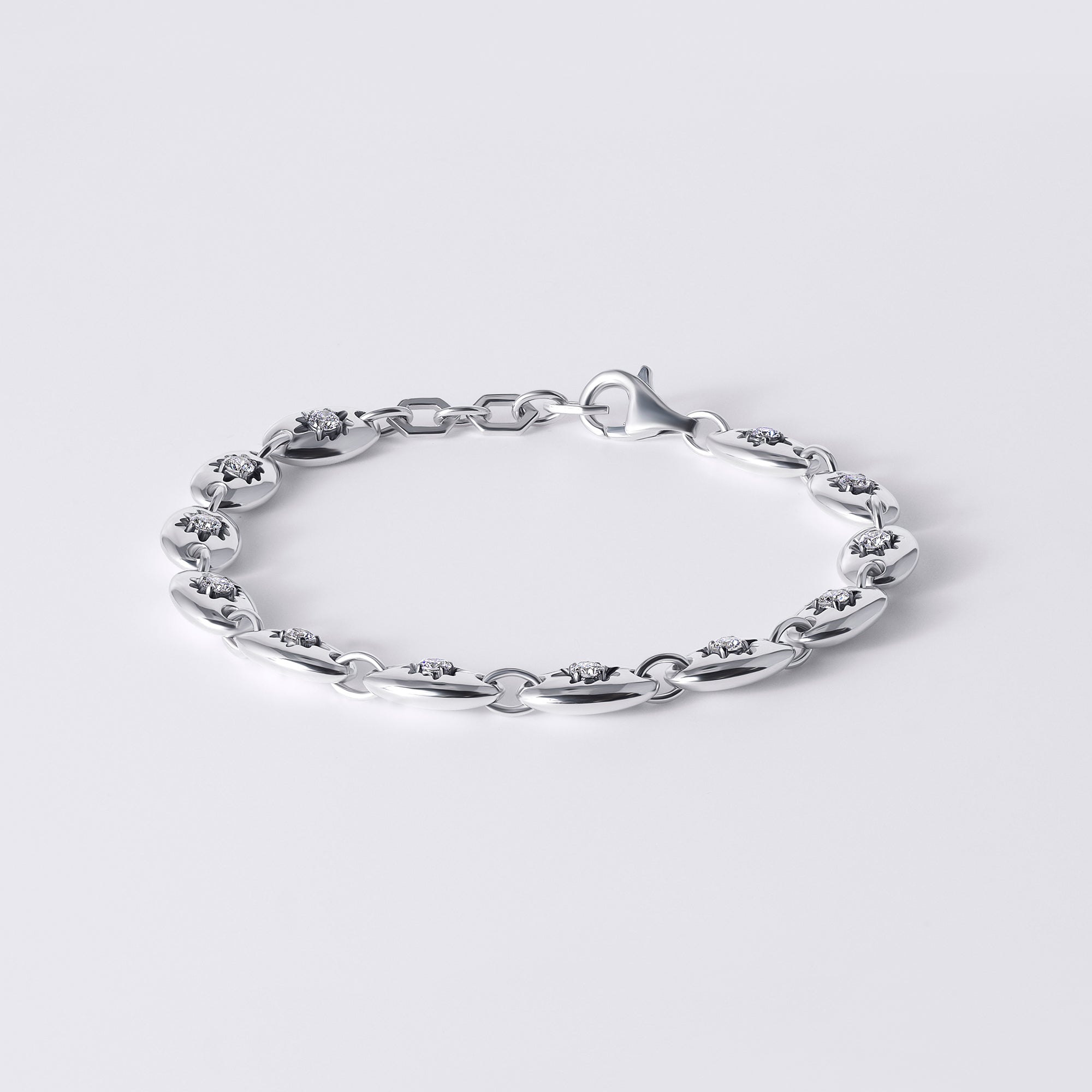 Solaris White Diamond Bead Bracelet