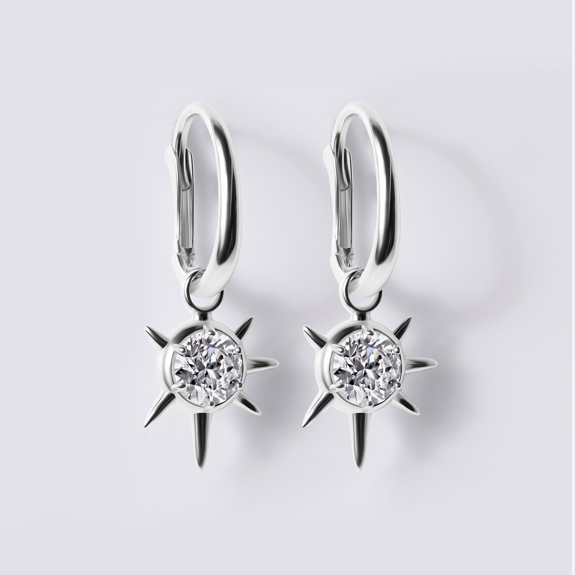 Solaris Round Diamond Sun Motif Drop Earrings