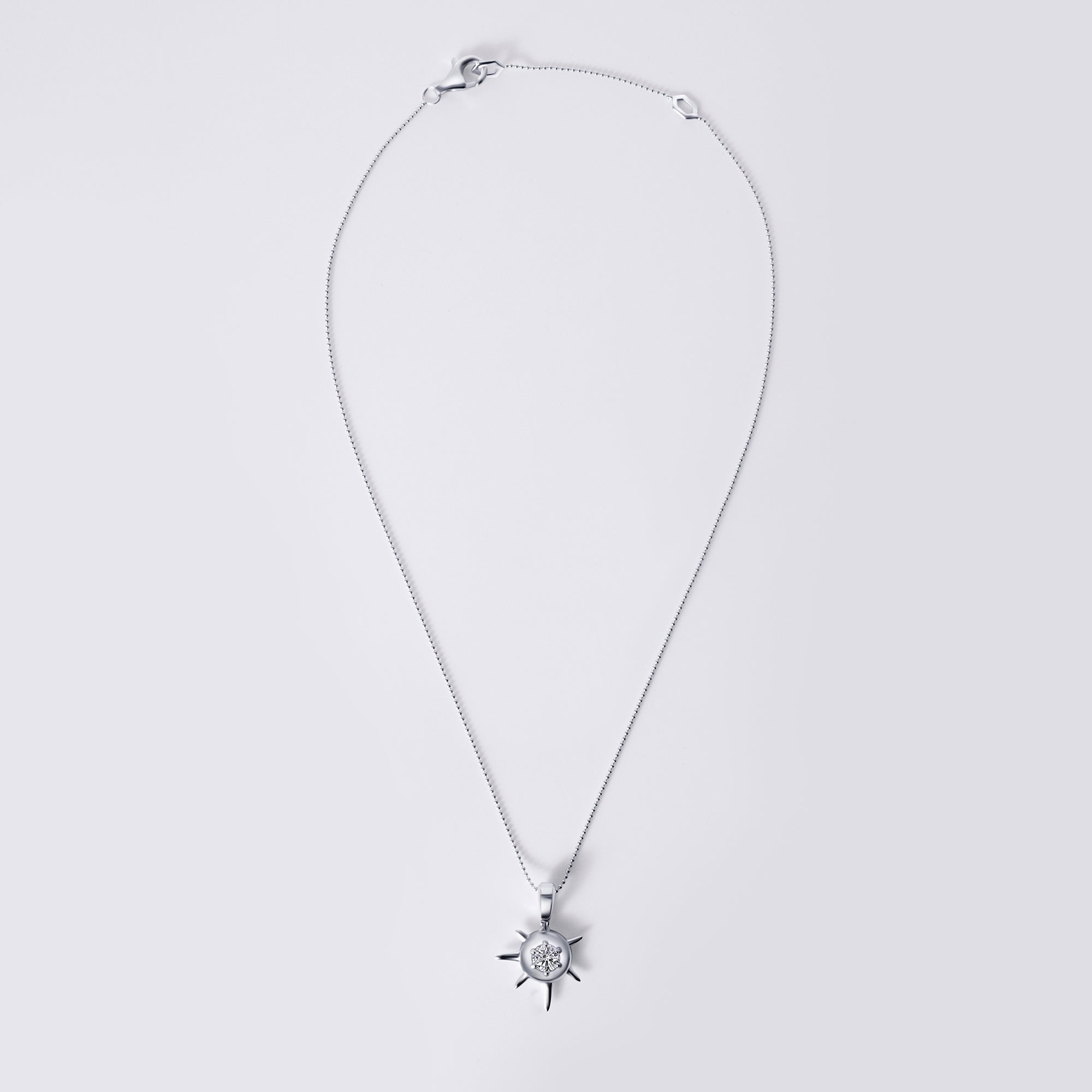 Solaris Round Diamond Sun Motif Pendant Necklace