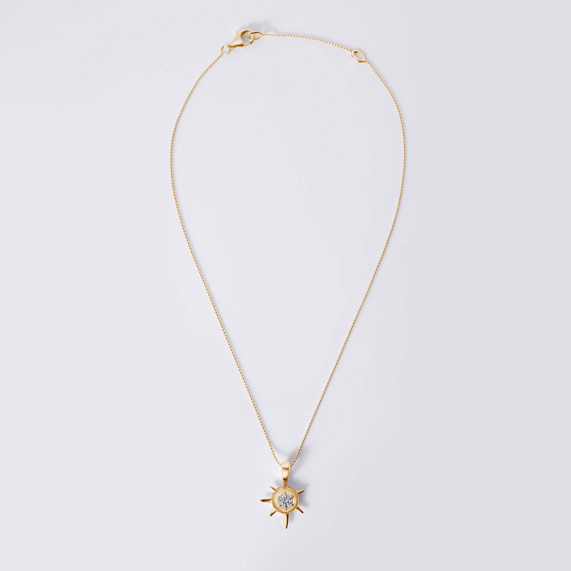 Solaris Round Diamond Sun Motif Pendant Necklace