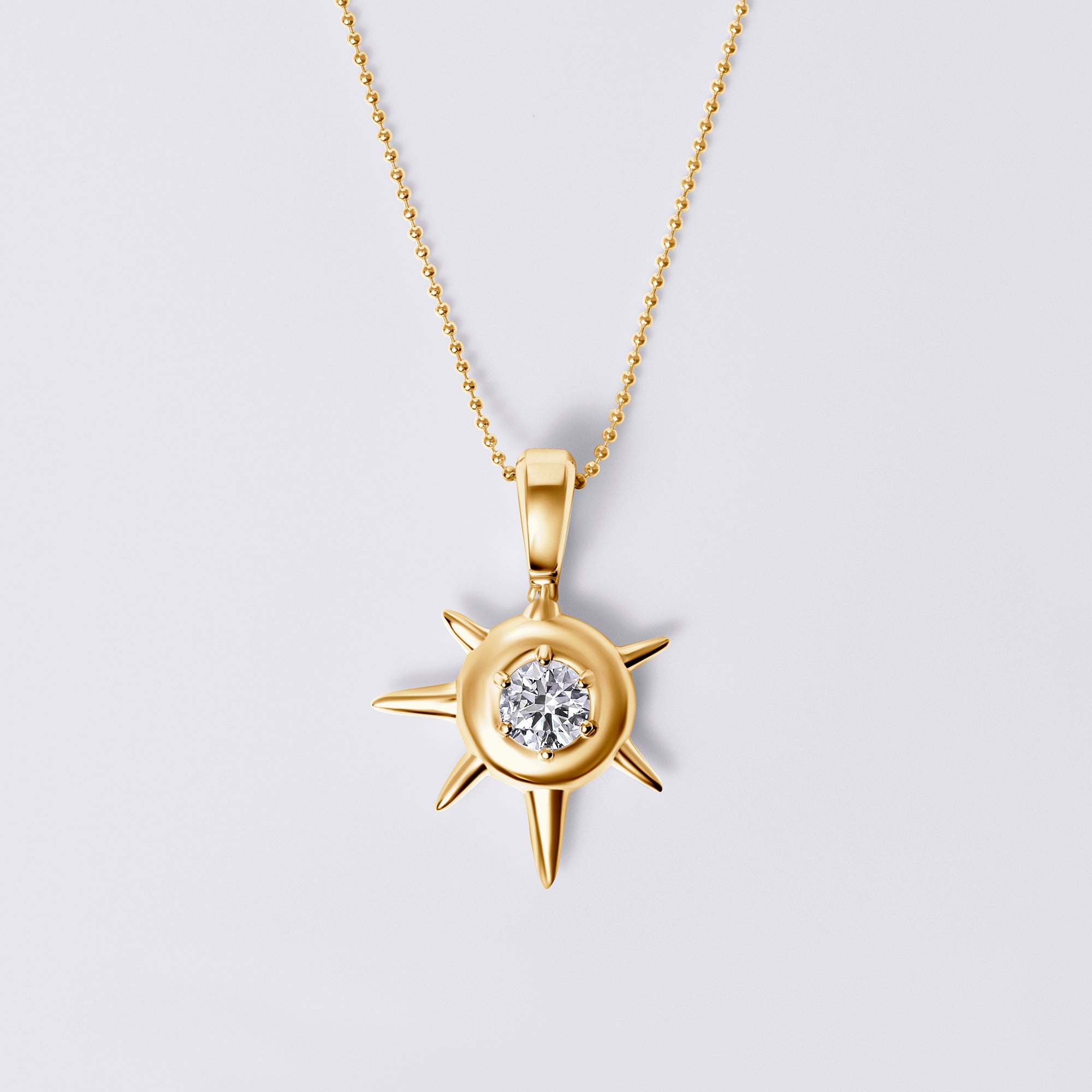 Solaris Round Diamond Sun Motif Pendant Necklace