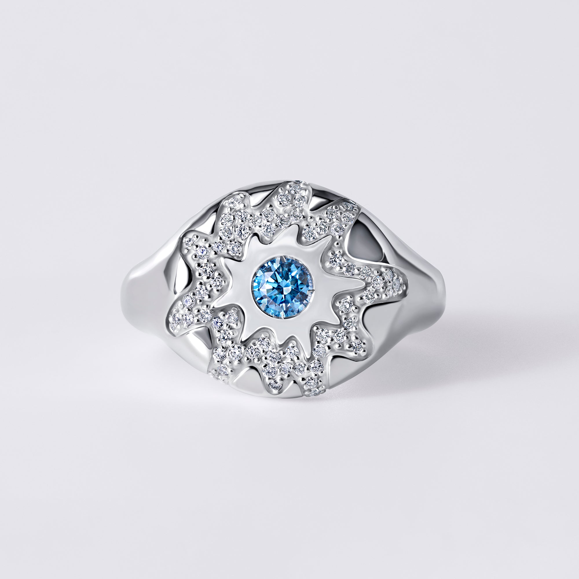 Solaris Blue Diamond Pave Signet Ring