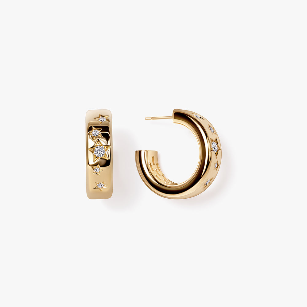 Star-Set Diamond Hoop Earrings