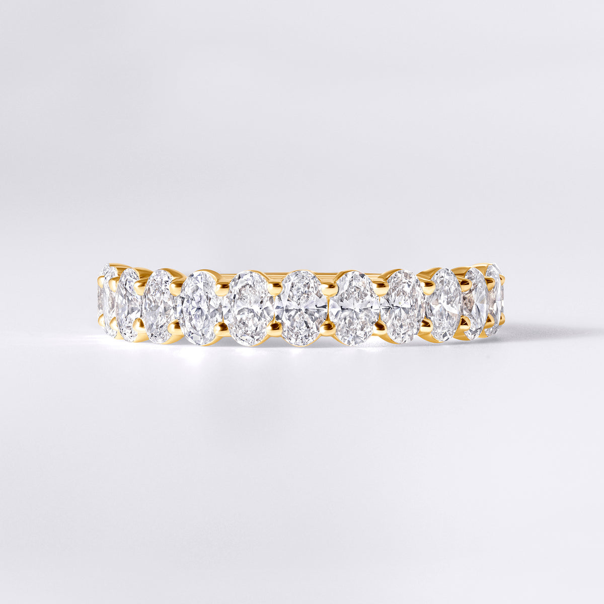 Oval Prong Set Half Eternity Band, Yellow Gold
