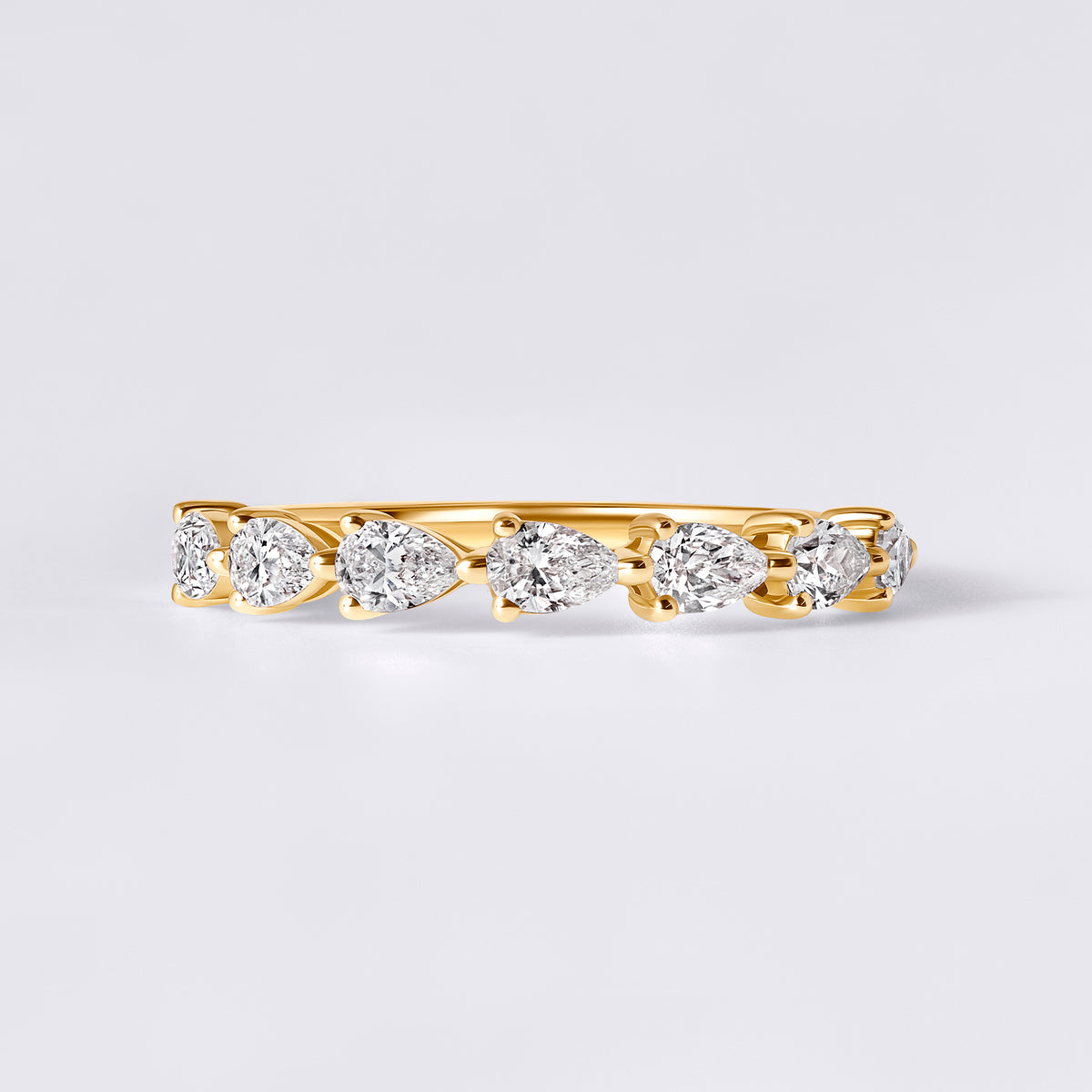 East/West Pear Prong Set 1/2 Eternity Band, Yellow Gold