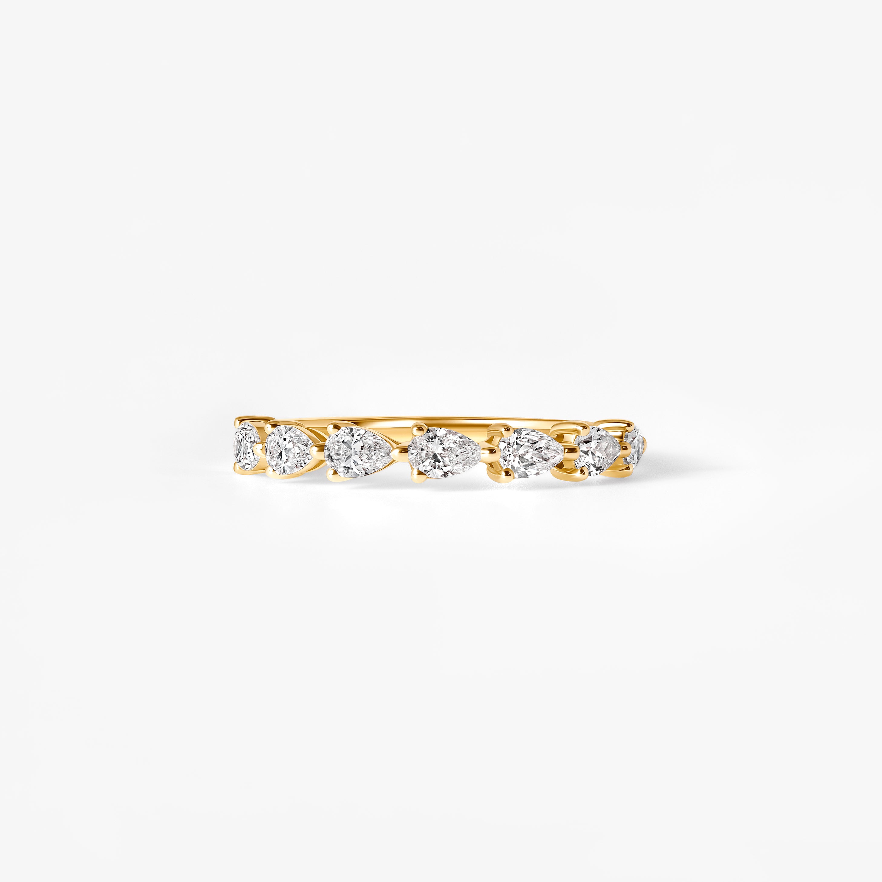 Pear Diamond East West Prong Set Half Eternity Band