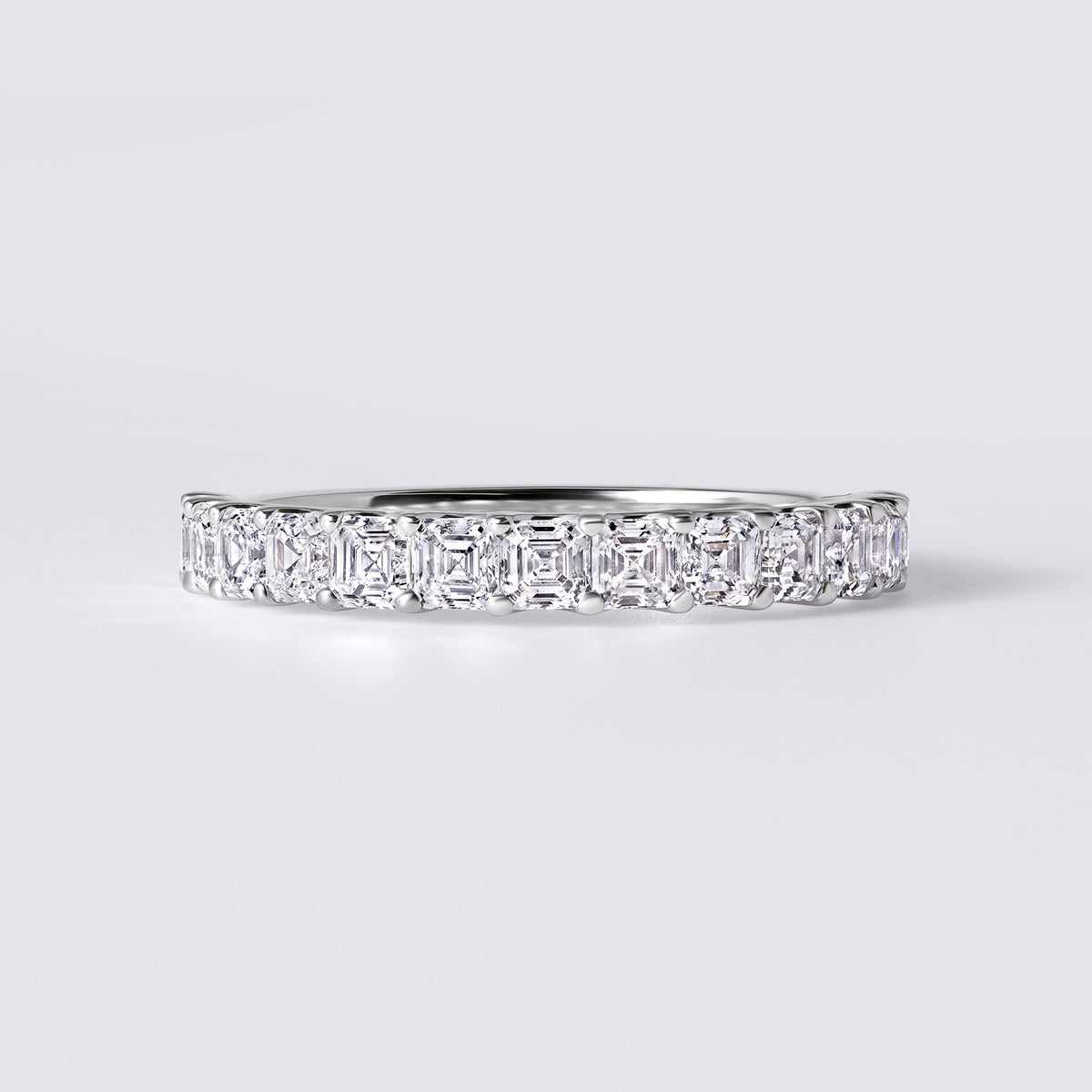 Asscher Prong Set 1/2 Eternity Band, White Gold