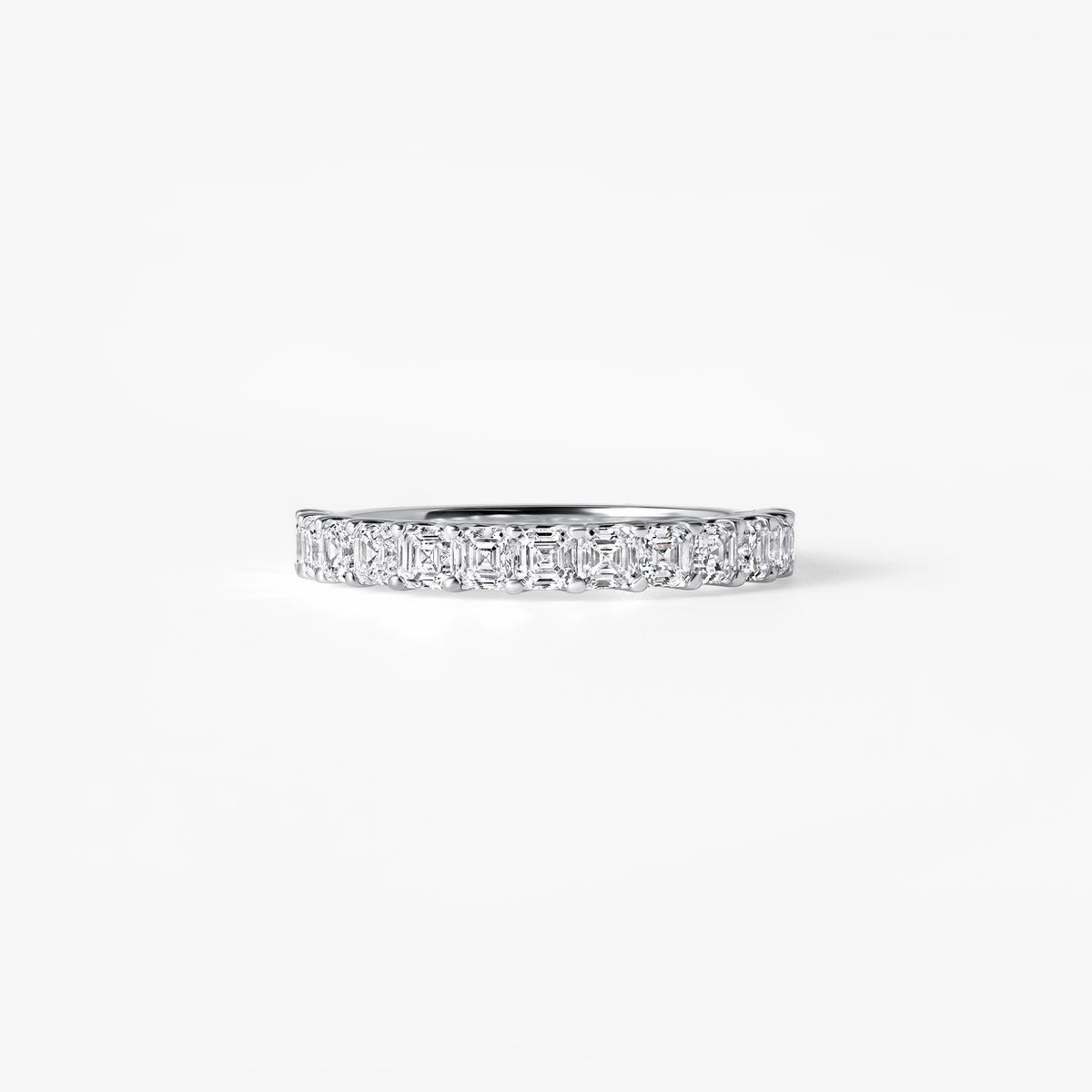 Asscher Diamond U-Prong Half Eternity Band