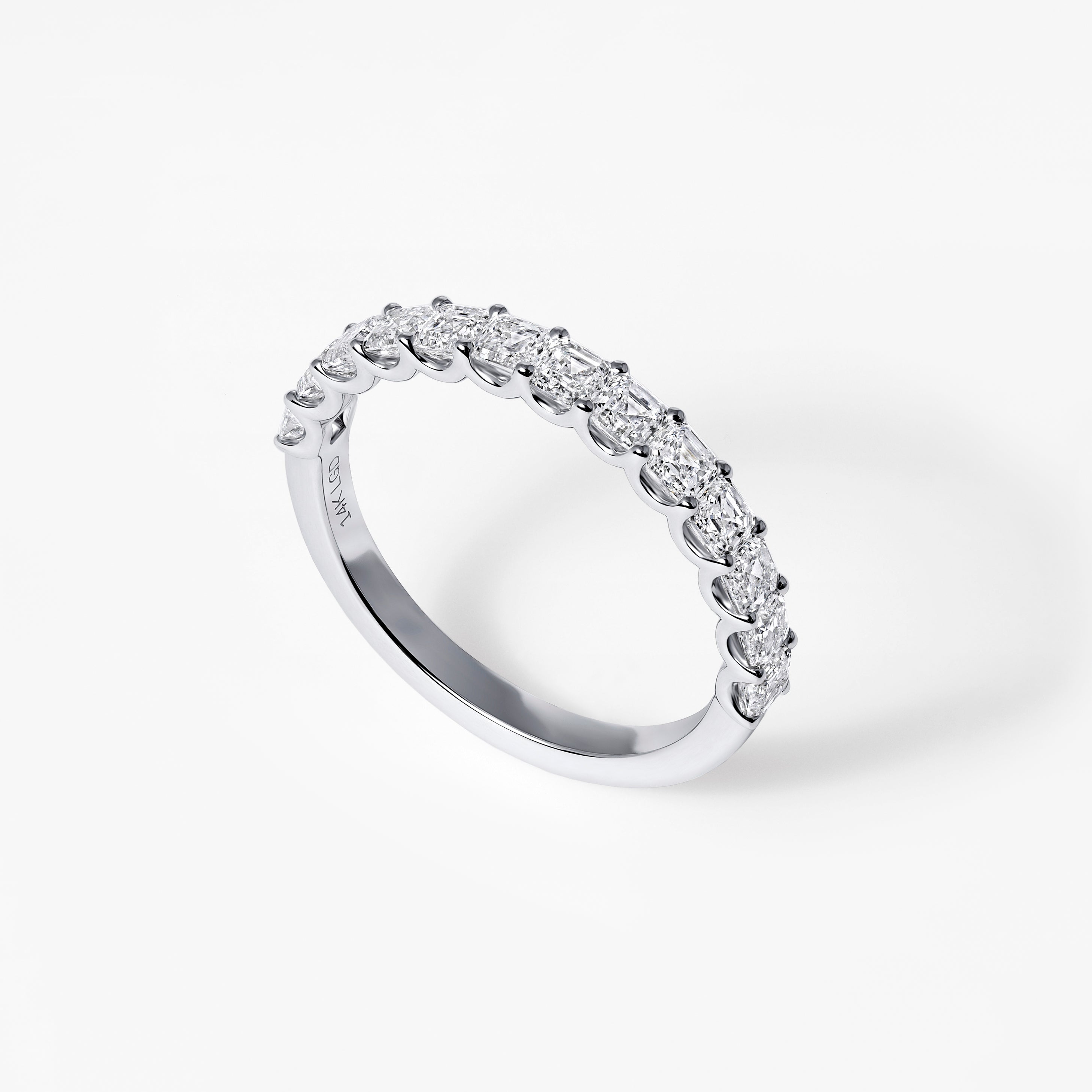 Asscher Diamond U-Prong Half Eternity Band