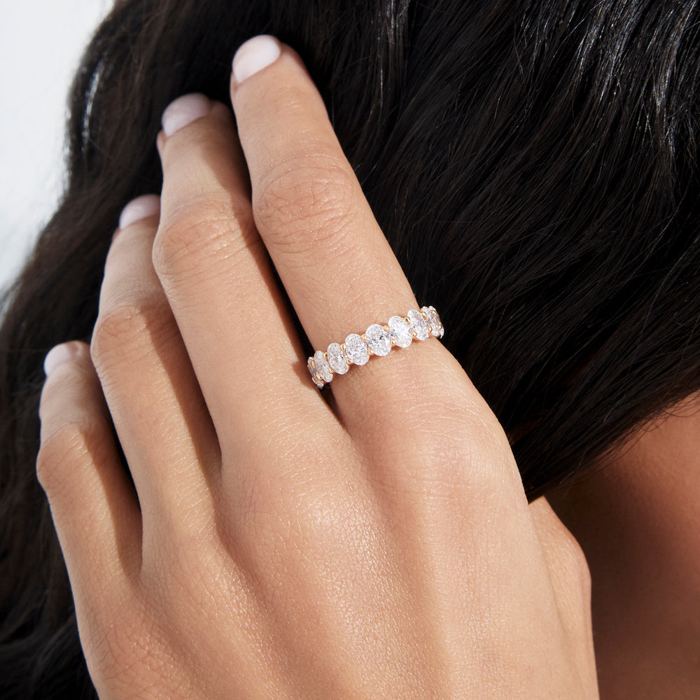Oval Diamond Prong Set Anniversary Band