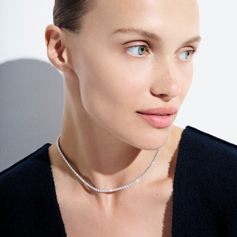 Round Diamond Tennis Necklace