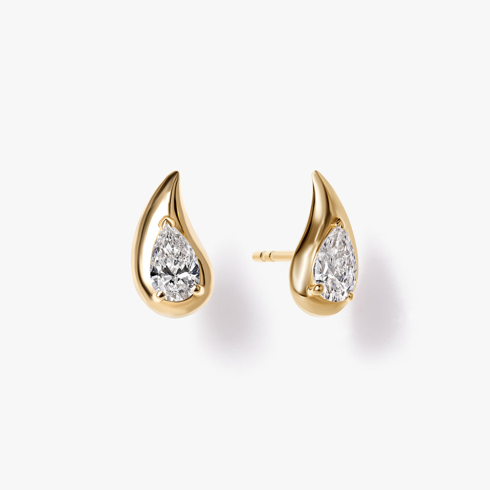 Pear Diamond Sculpted Stud Earrings