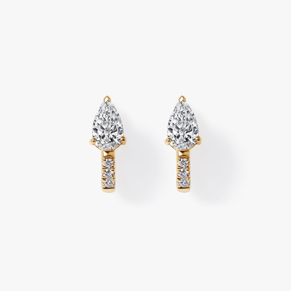 Pear Diamond Prong Set Pavé Huggie Earrings