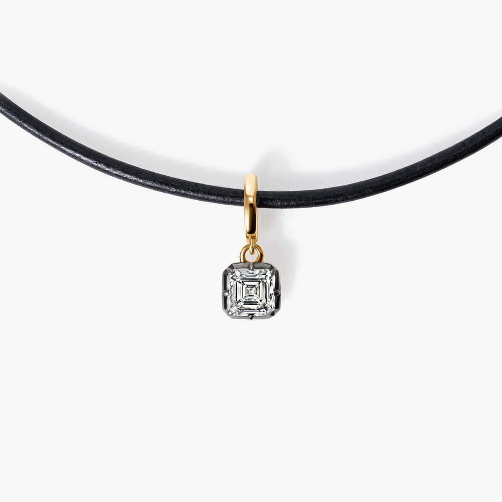 Asscher Diamond Black Rhodium Pendant