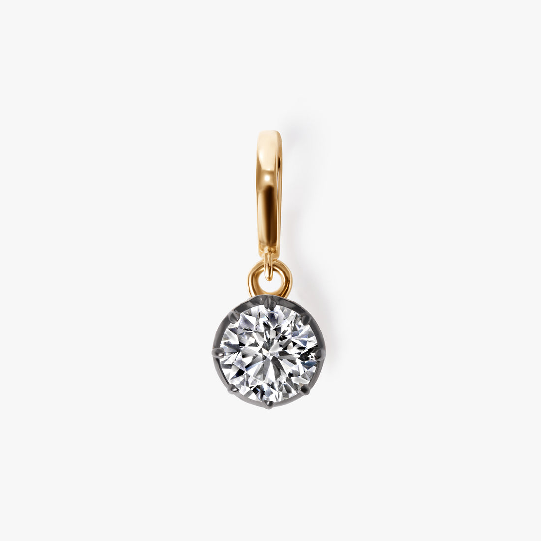 Round Diamond Black Rhodium Pendant