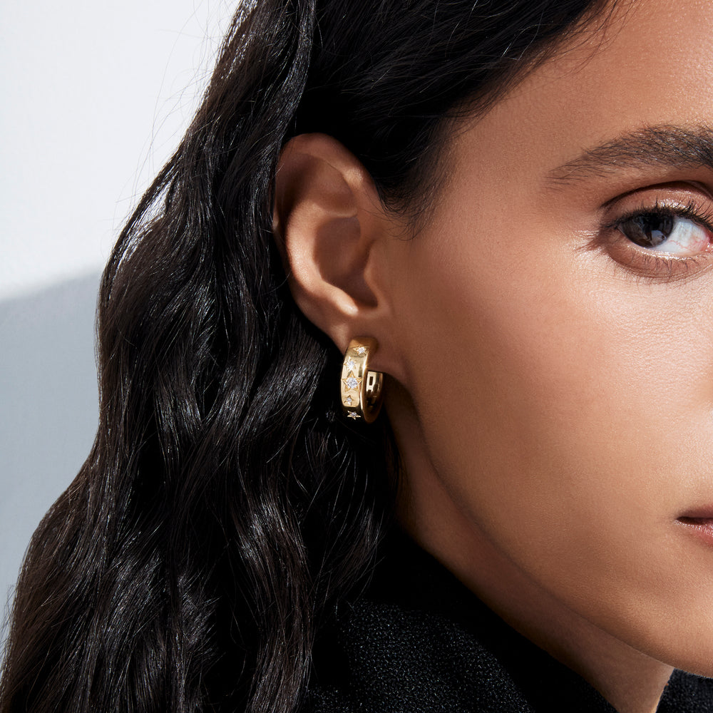 Star-Set Diamond Hoop Earrings