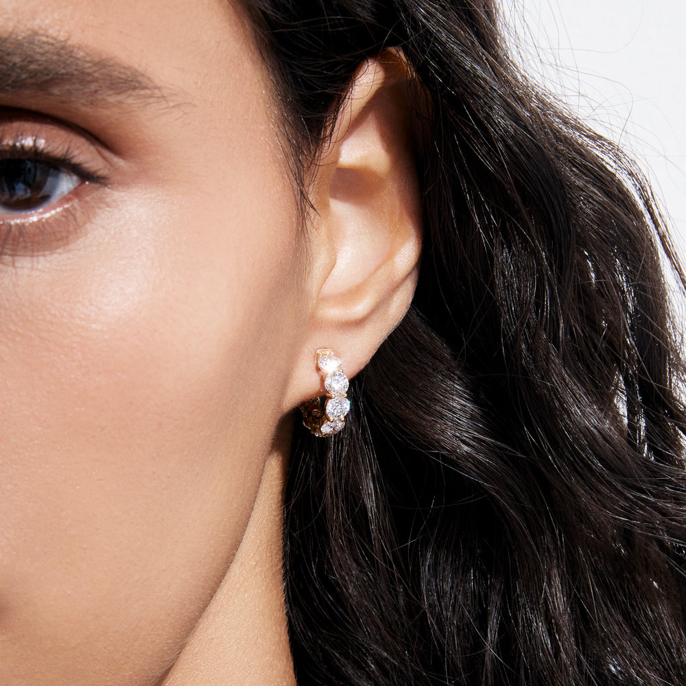 Round Diamond "C" Huggie Earrings