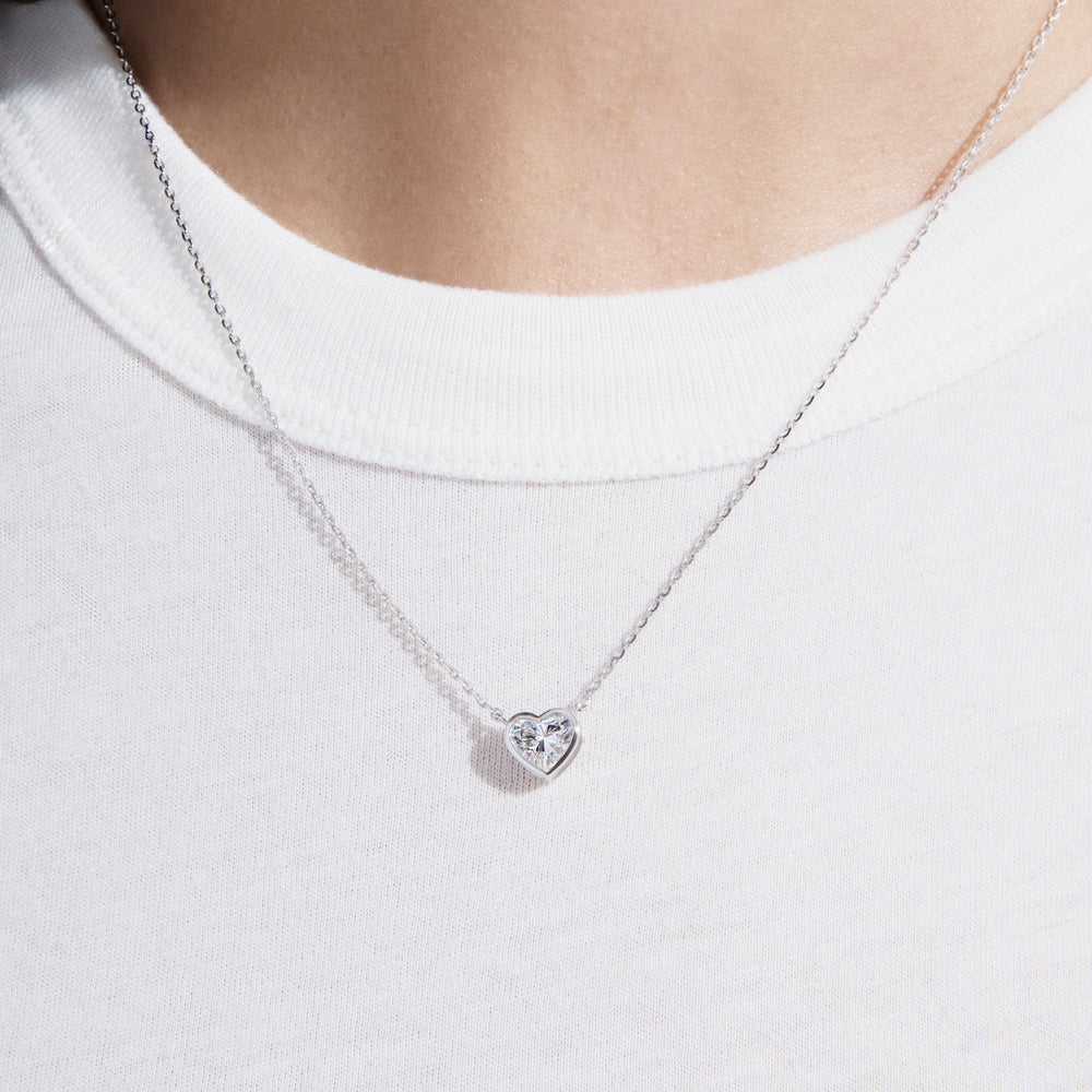Heart Diamond Bezel Pendant Necklace