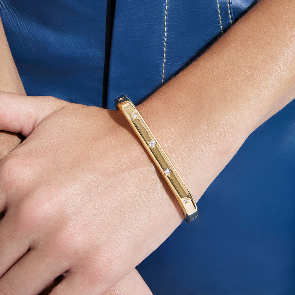Star-Set Diamond Square Bangle Bracelet