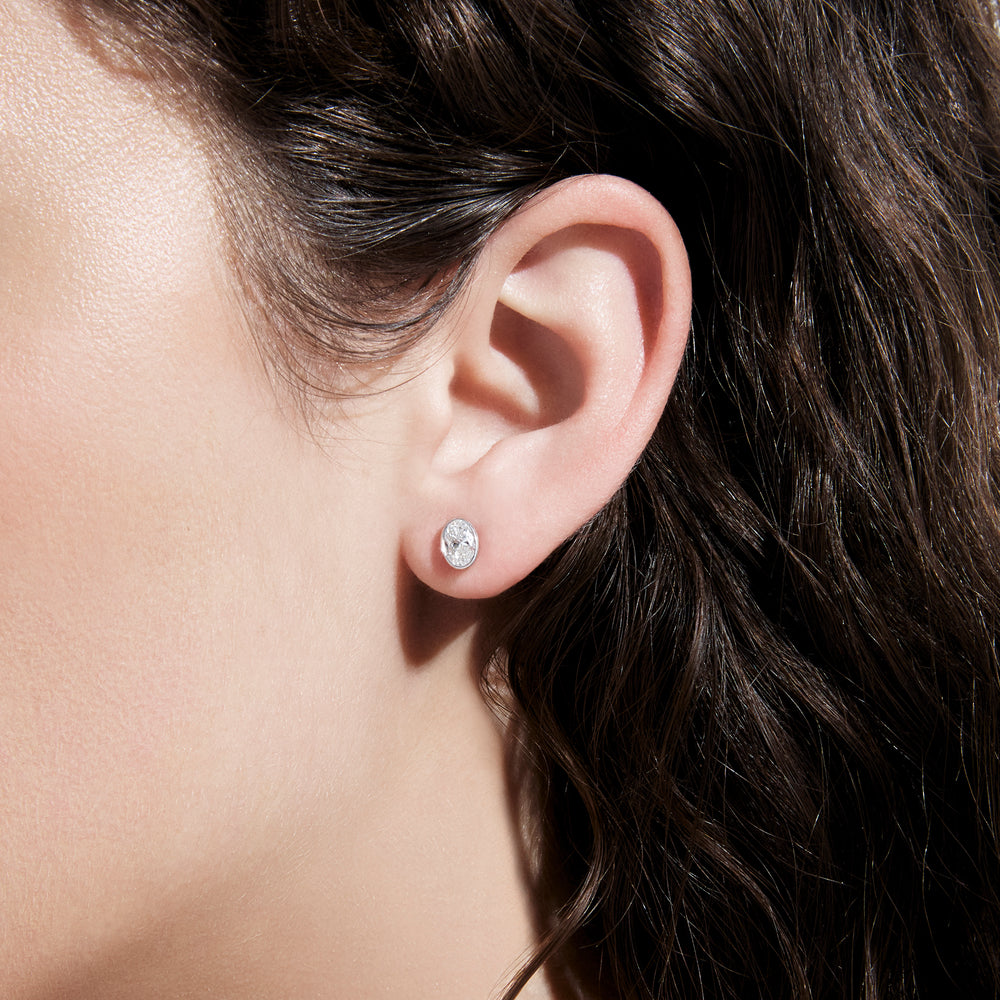 Oval Diamond Bezel Stud Earrings