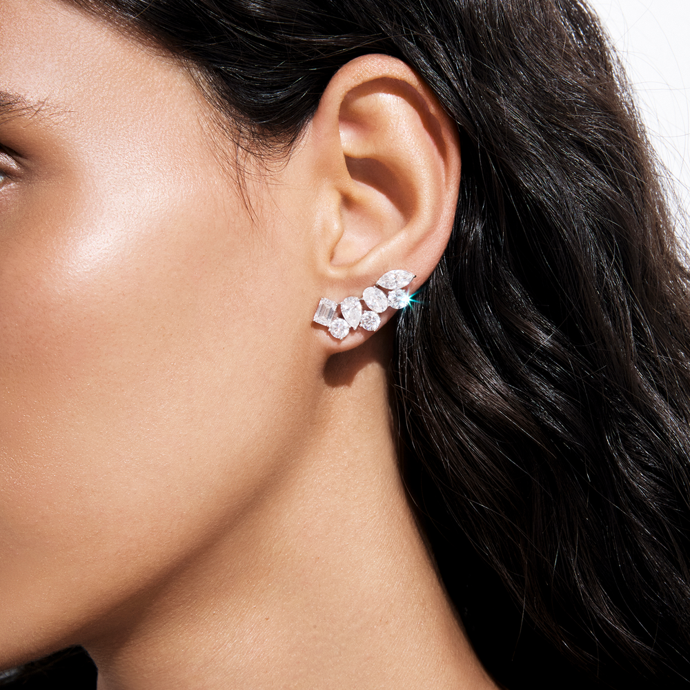 Mixed Shape Diamond Crawler Earrings