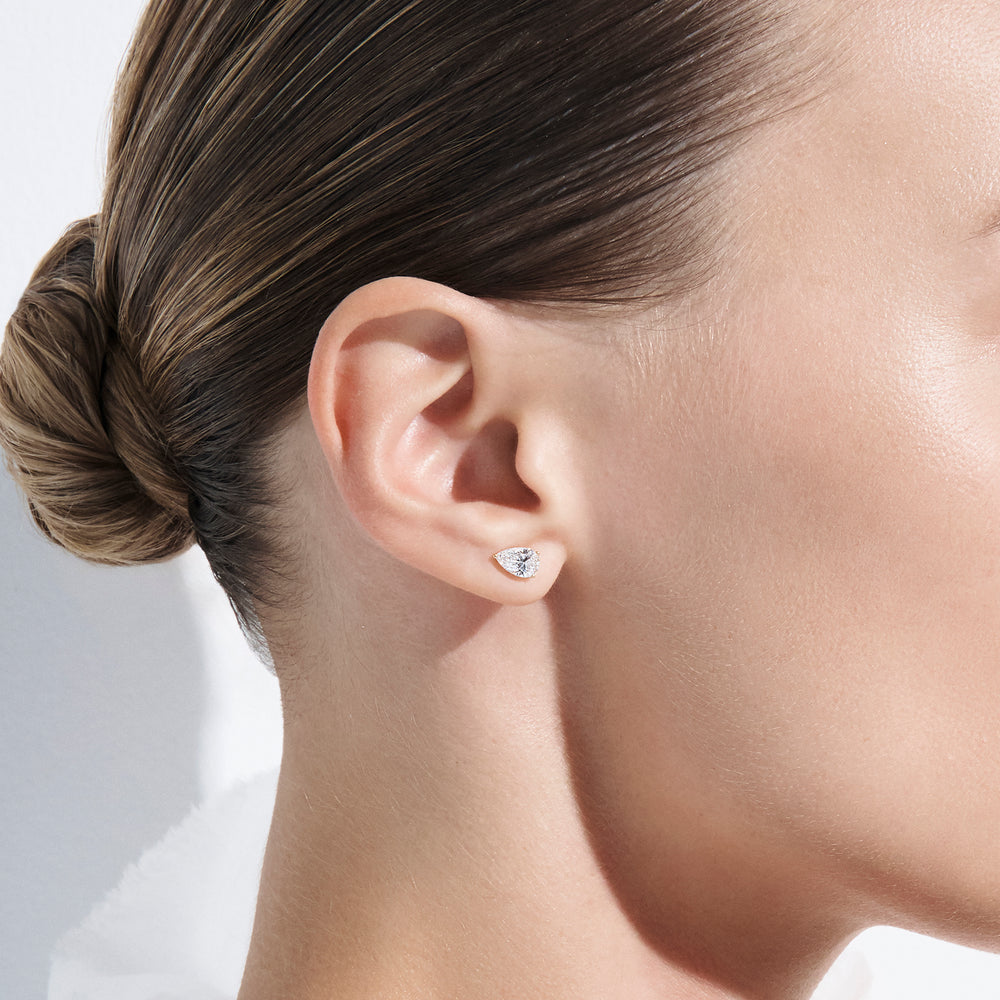 Pear Diamond Prong Set Stud Earrings