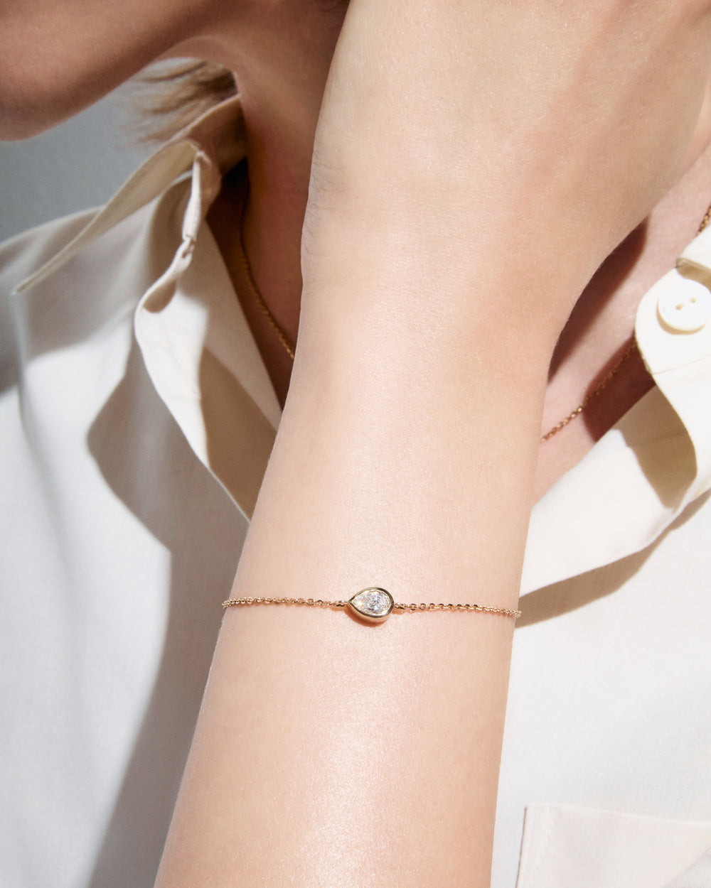 Pear Diamond Bezel Solitaire Bracelet