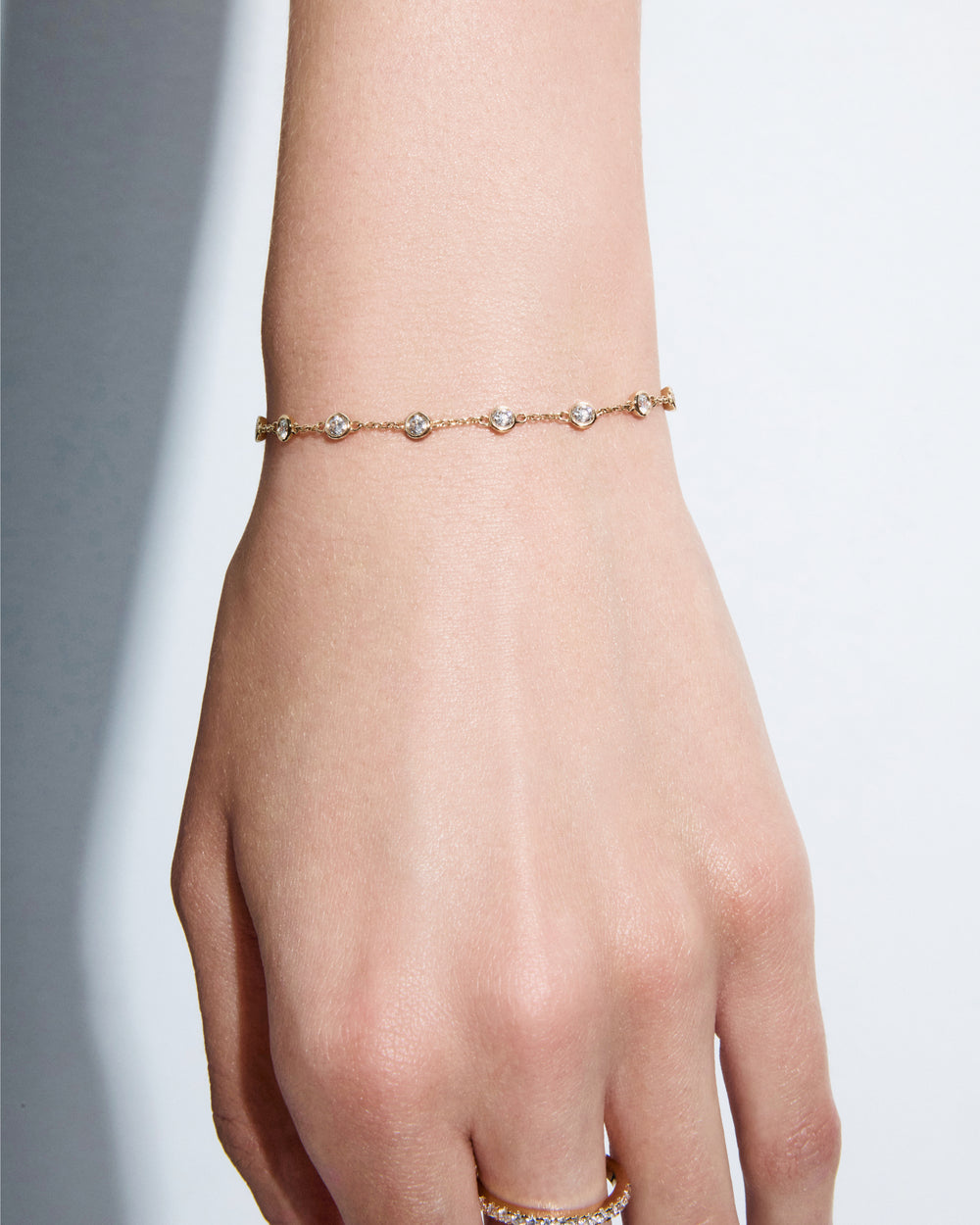 Round Diamond Bezel Station Bracelet