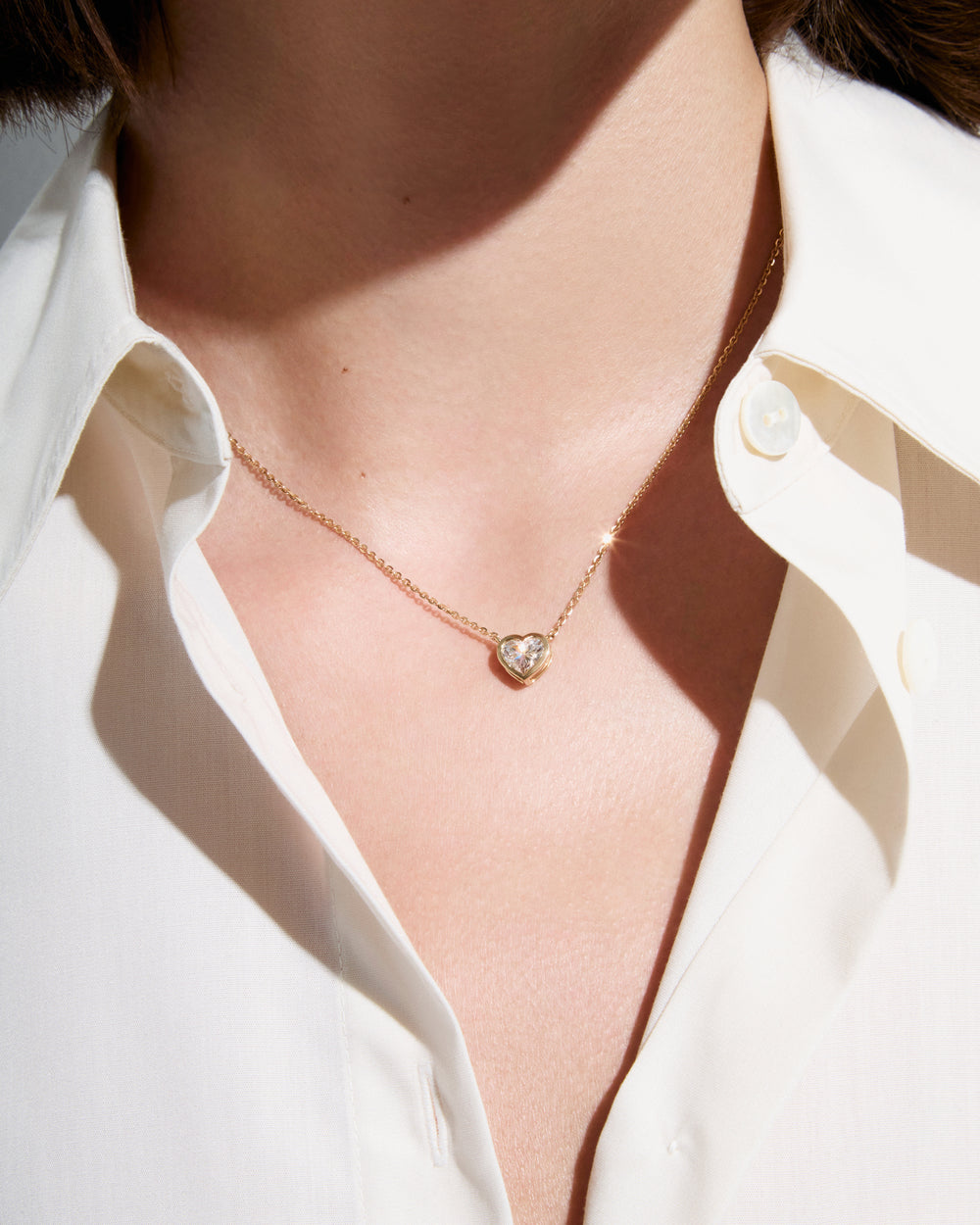 Heart Diamond Bezel Pendant Necklace