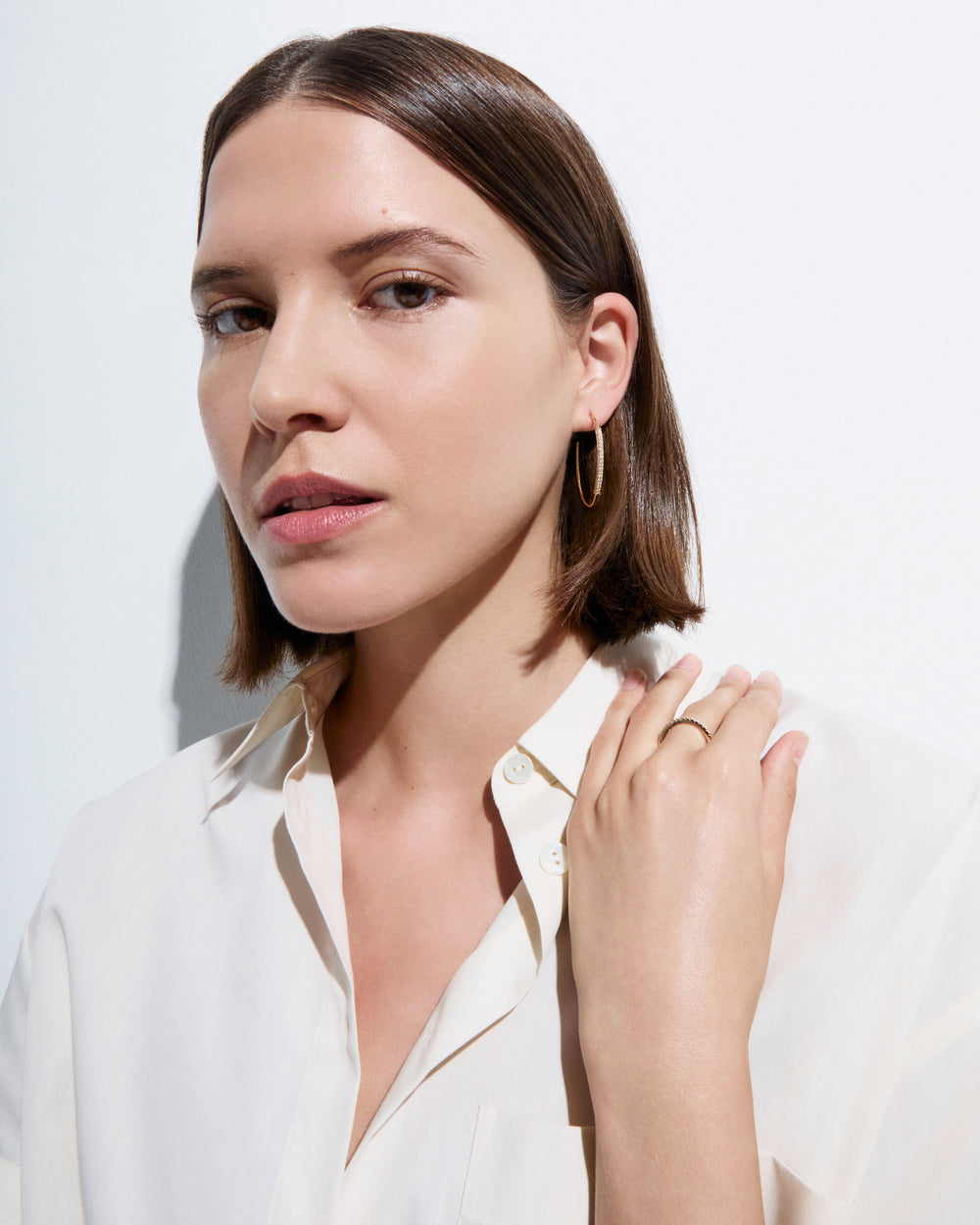 Pave Diamond Bar Hoop Earrings