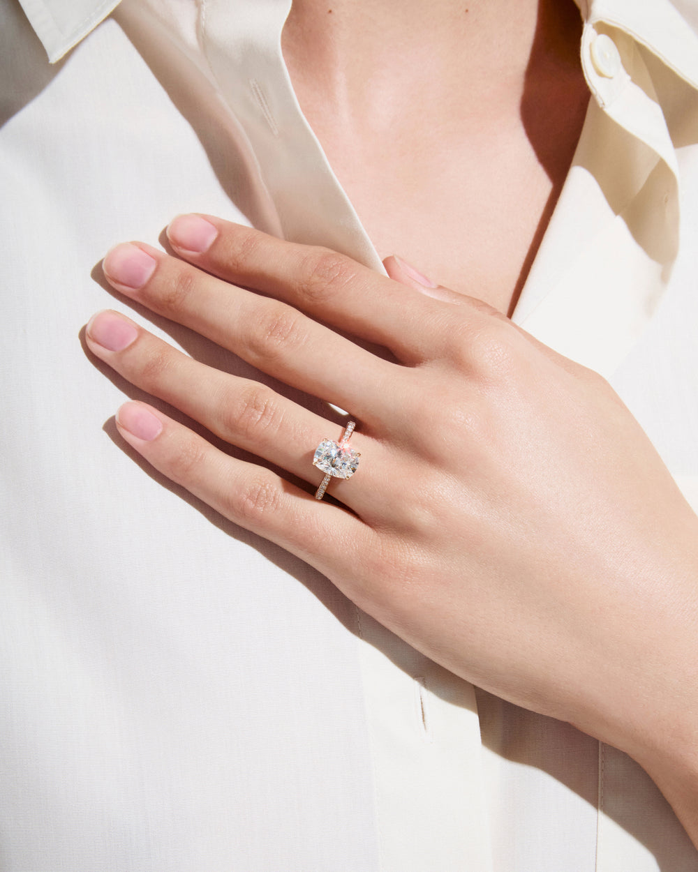 3.11CT Elongated Cushion Pavé Engagement Ring