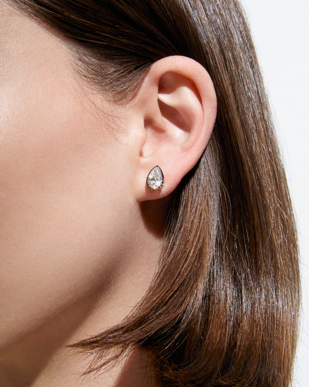 Pear Diamond Black Rhodium Stud Earrings